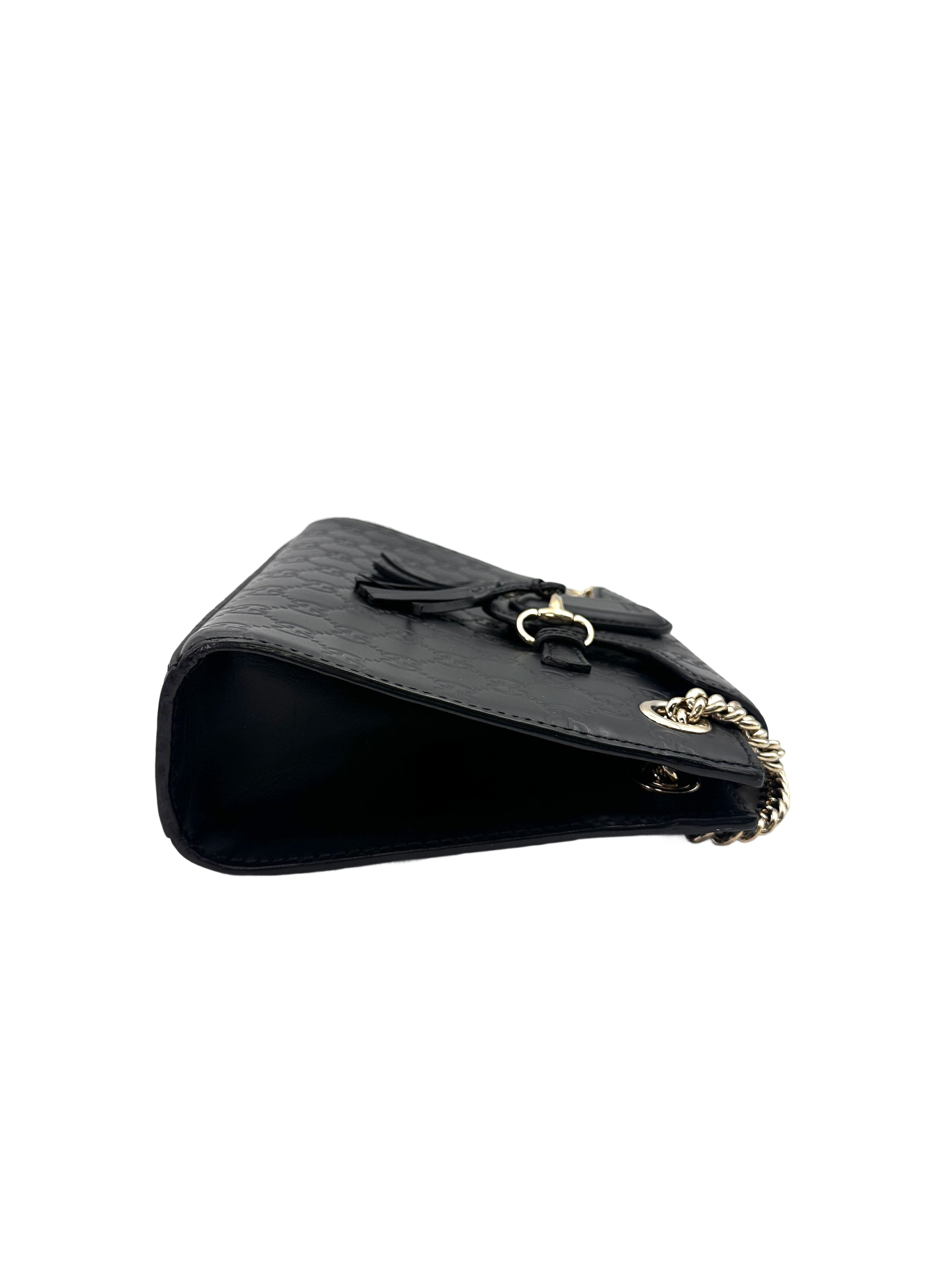 Gucci Emily Guccissima Black Leather Small Size Chain Shoulder Bag GG786