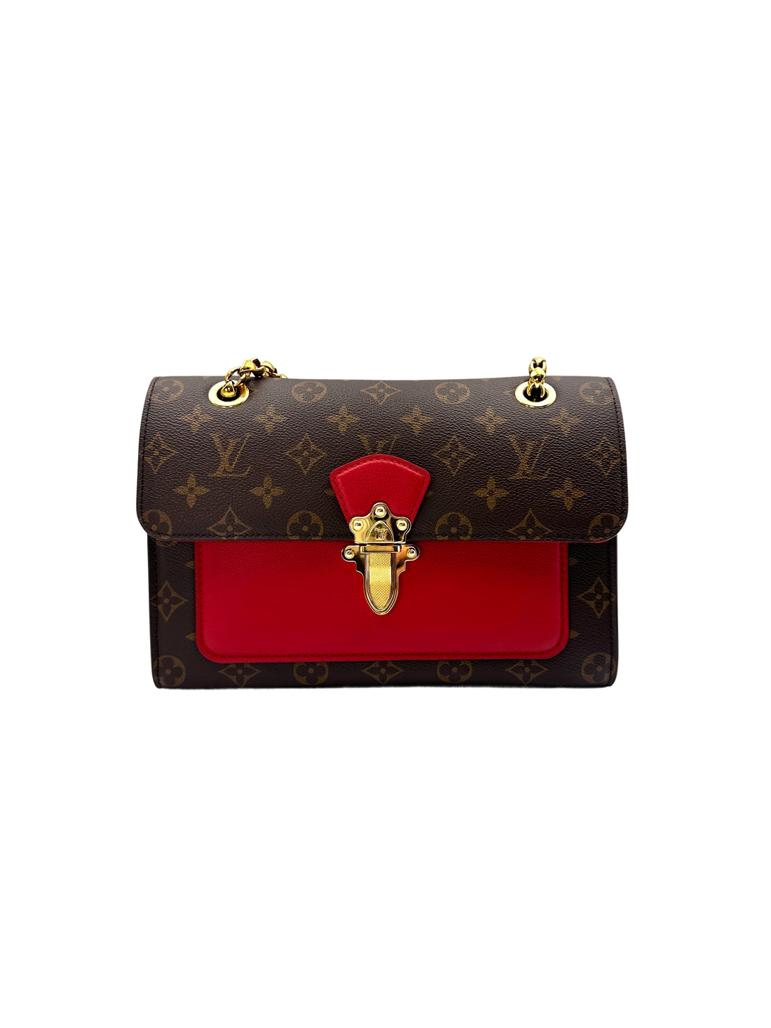 Louis Vuitton Victoire Monogram Canvas & Red Leather Shoulder Bag LV2256