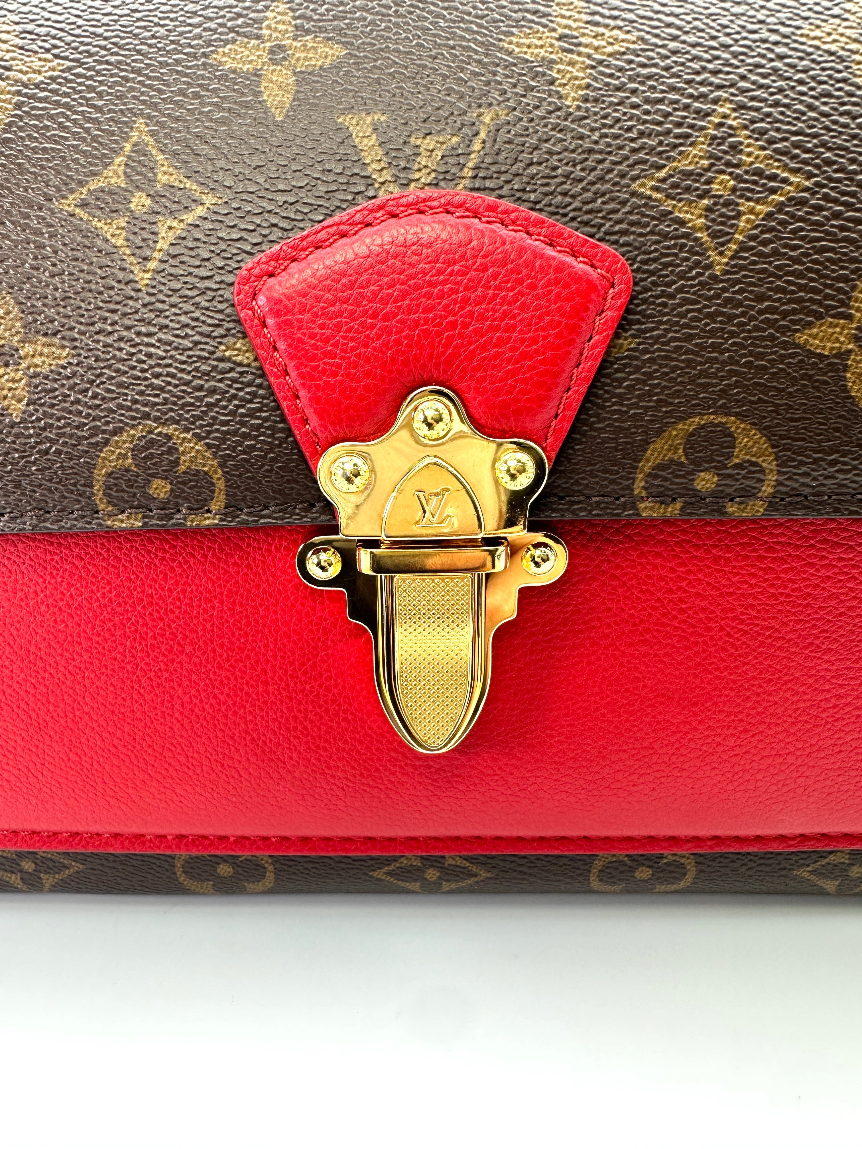Louis Vuitton Victoire Monogram Canvas & Red Leather Shoulder Bag LV2256