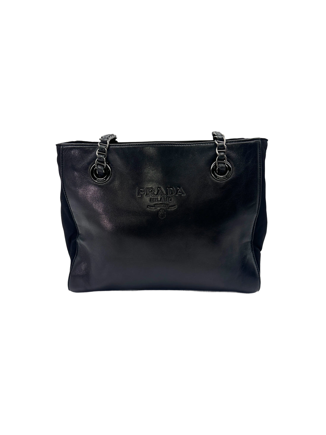 Prada Black Nappa Leather & Tessuto Nylon Catena Chain Bag PR212