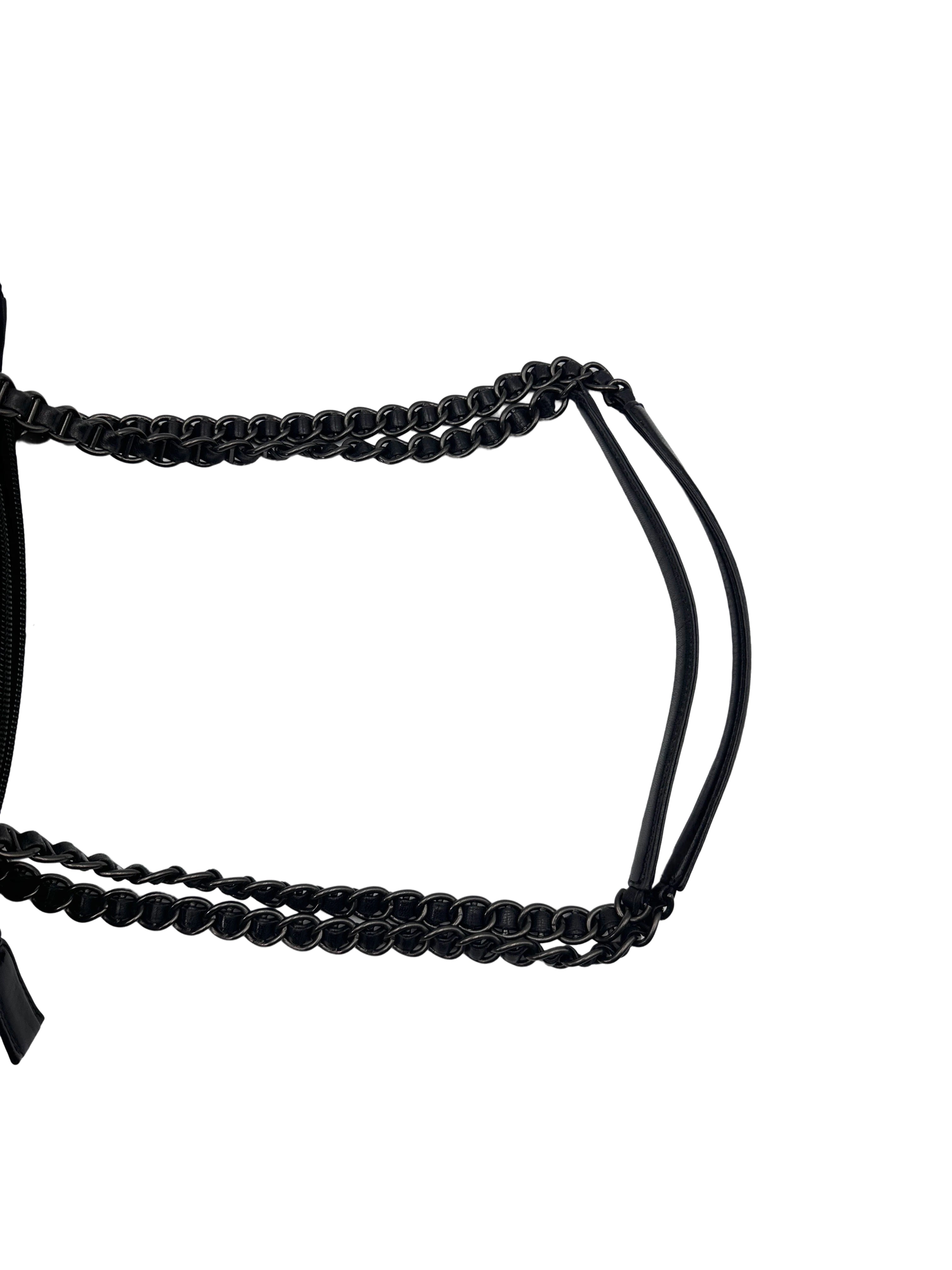 Prada Black Nappa Leather & Tessuto Nylon Catena Chain Bag PR212