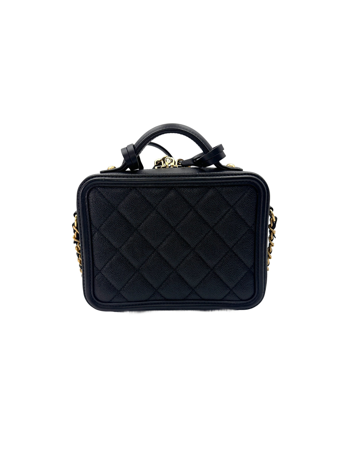 Chanel CC Filigree Black Quilted Leather Small Size Vanity Case(25***71) CC1606