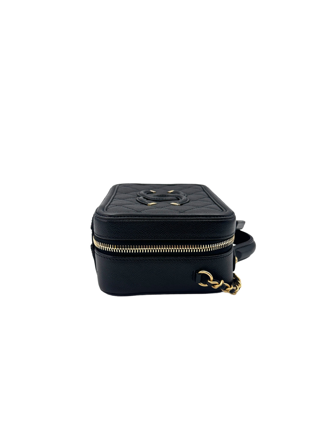 Chanel CC Filigree Black Quilted Leather Small Size Vanity Case(25***71) CC1606