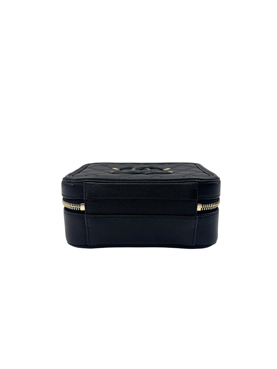 Chanel CC Filigree Black Quilted Leather Small Size Vanity Case(25***71) CC1606