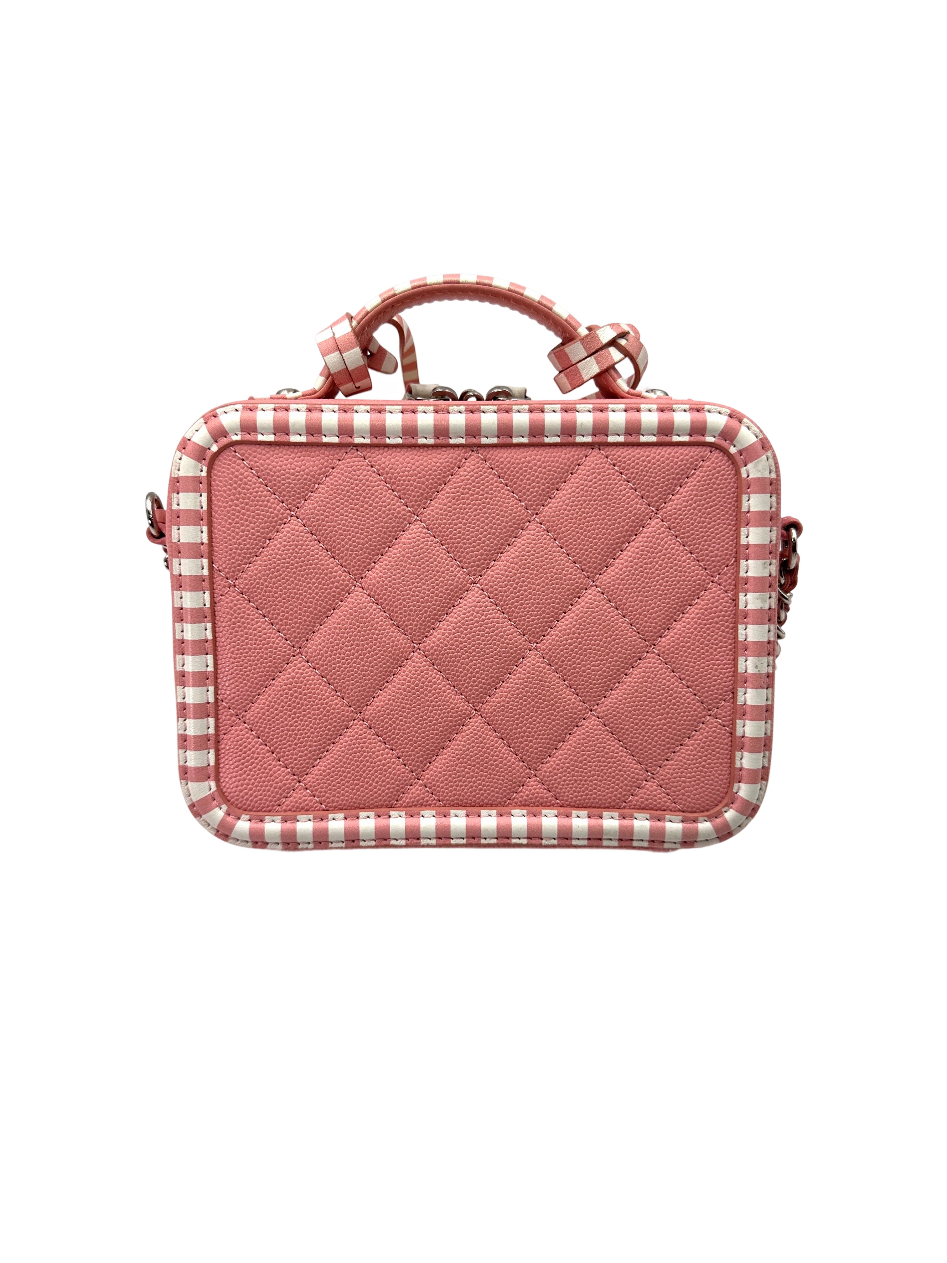 Chanel CC Filigree Pink/White Quilted Leather Top Handle Vanity Case(27***57) CC1609