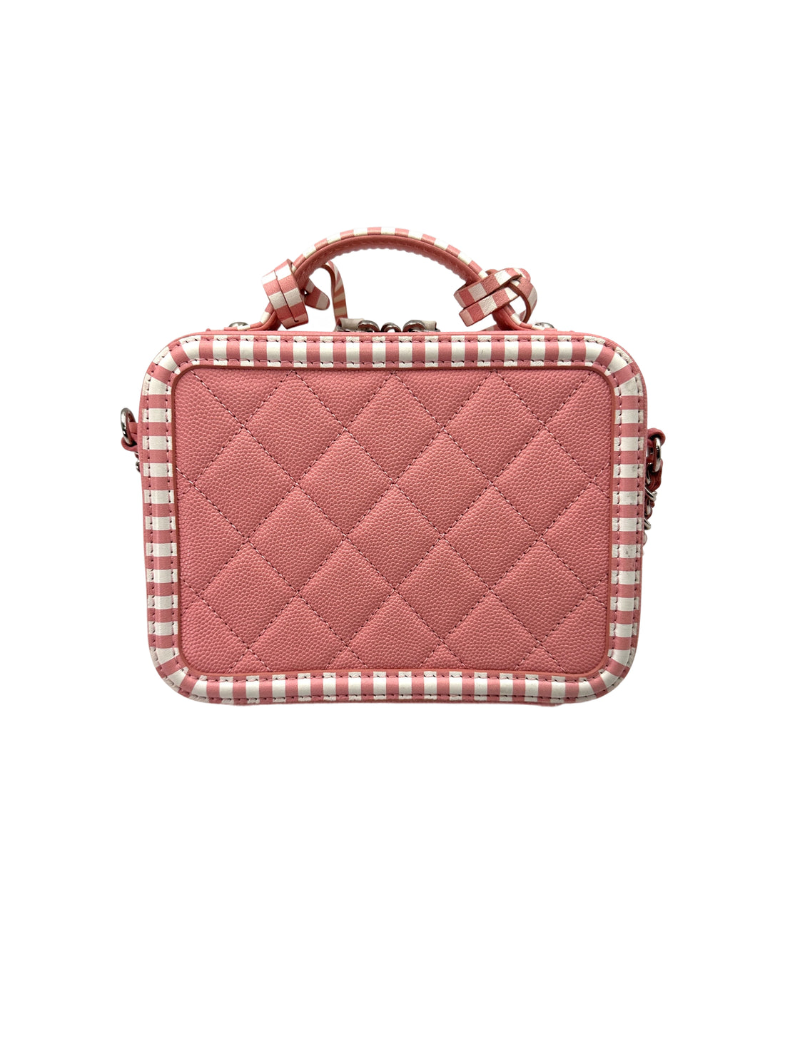 Chanel CC Filigree Pink/White Quilted Leather Top Handle Vanity Case(27***57) CC1609