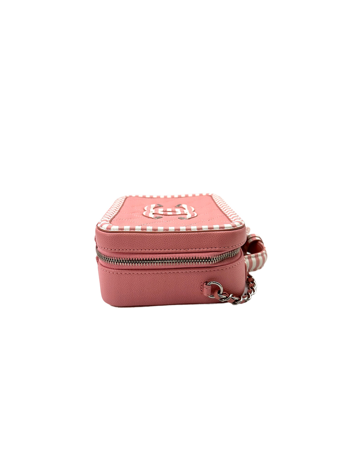 Chanel CC Filigree Pink/White Quilted Leather Top Handle Vanity Case(27***57) CC1609