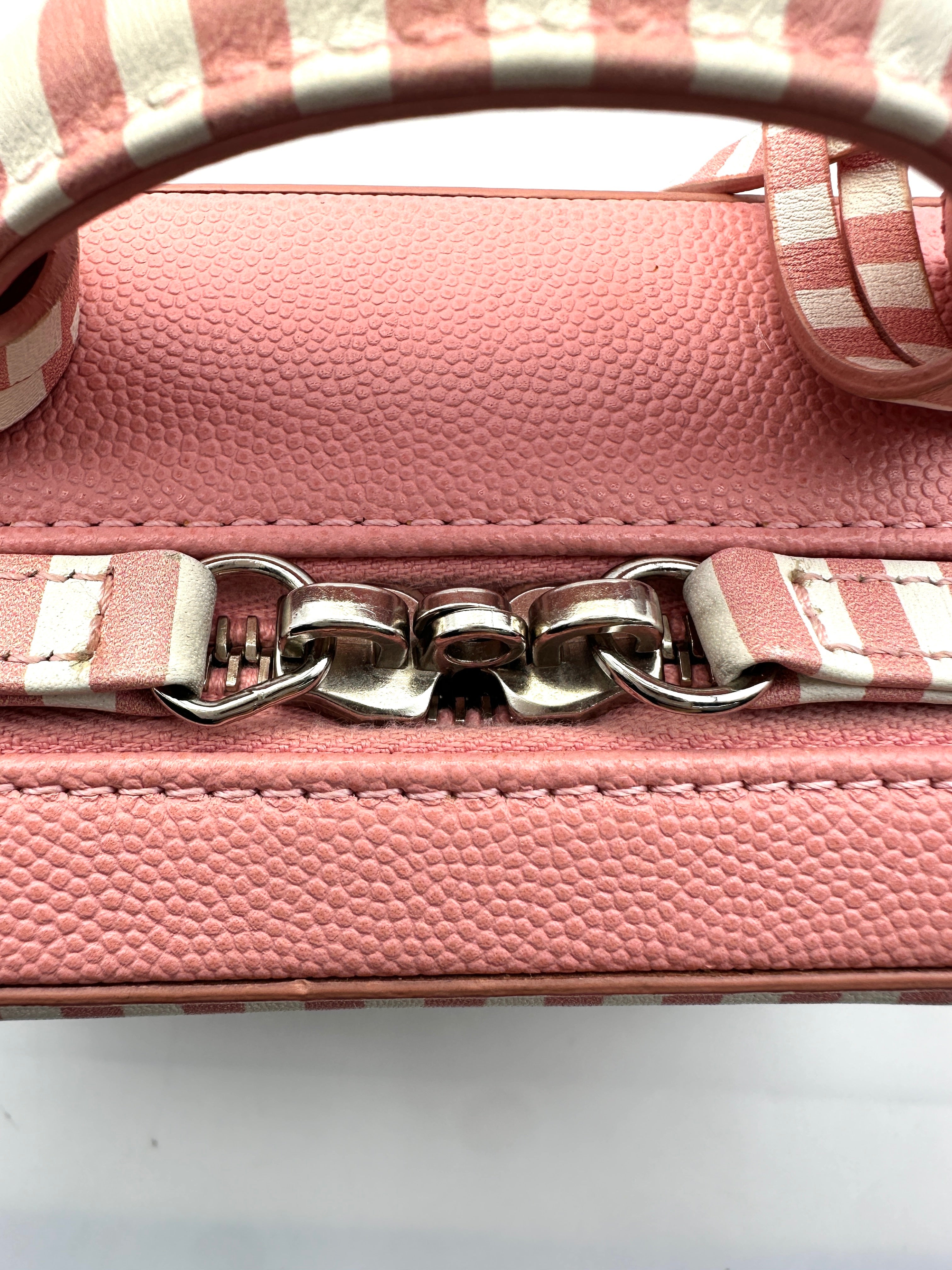 Chanel CC Filigree Pink/White Quilted Leather Top Handle Vanity Case(27***57) CC1609
