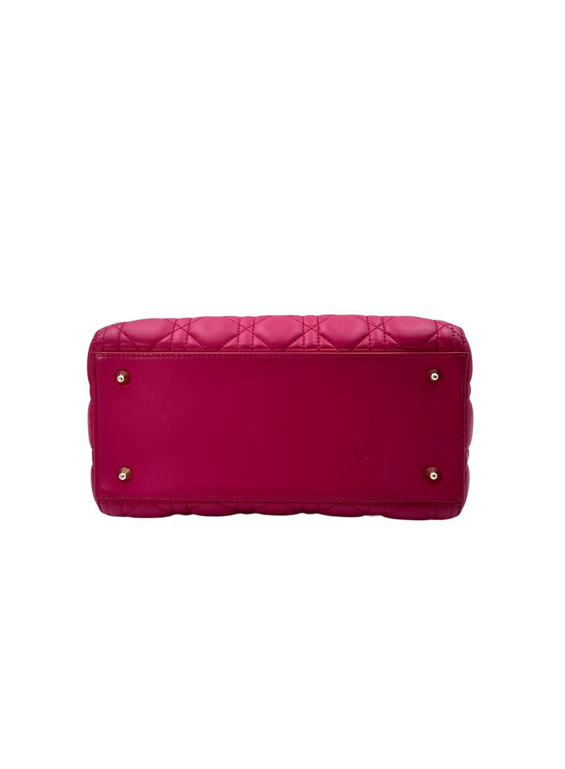 Christian Dior Lady Dior Red Cannage Leather Handle Bag With Gold Charms DR593