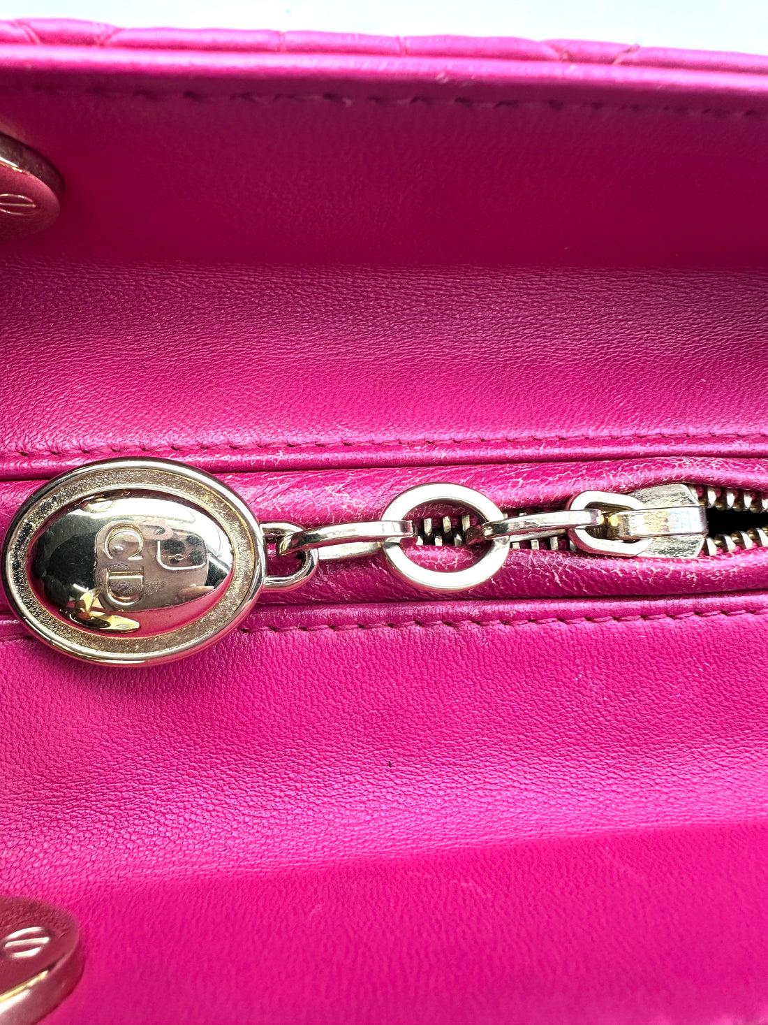 Christian Dior Lady Dior Red Cannage Leather Handle Bag With Gold Charms DR593