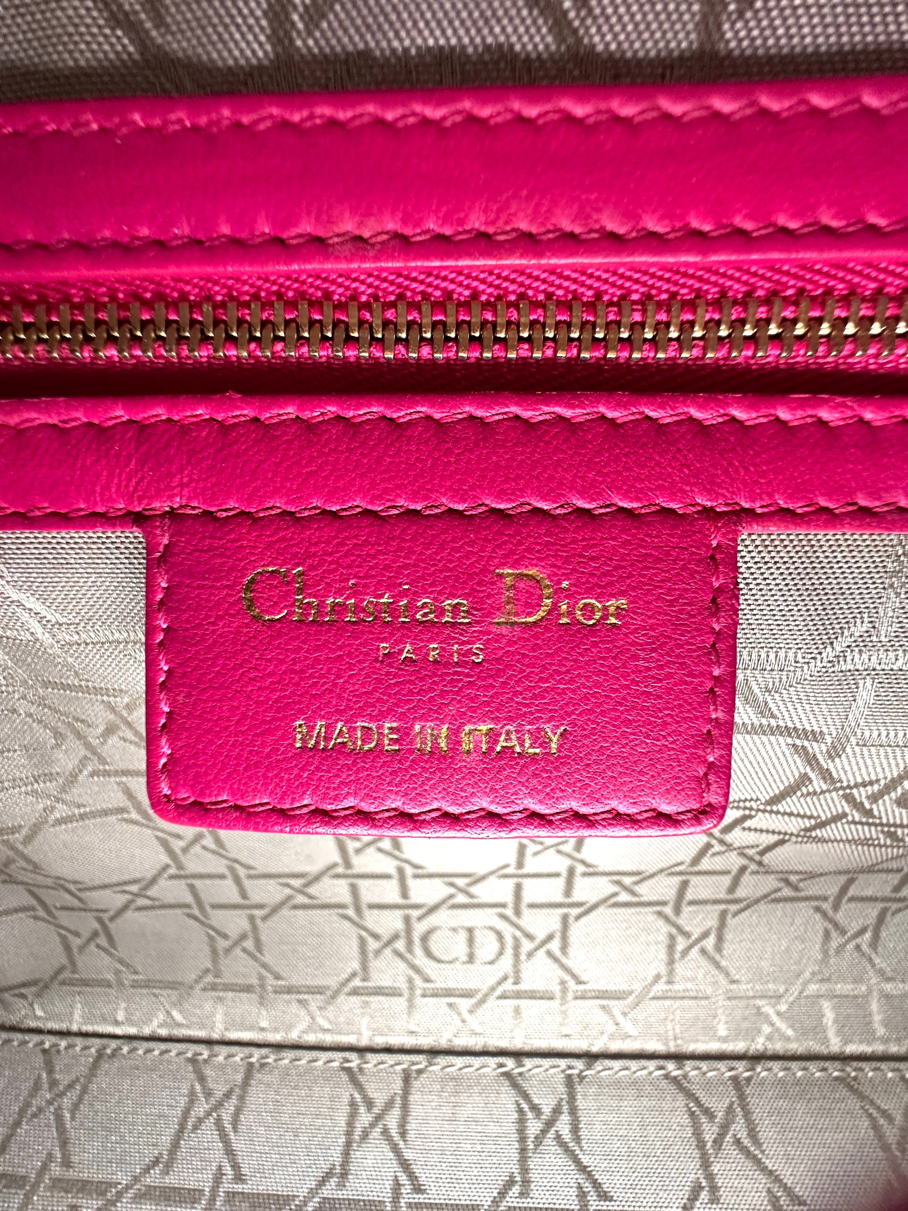 Christian Dior Lady Dior Red Cannage Leather Handle Bag With Gold Charms DR593