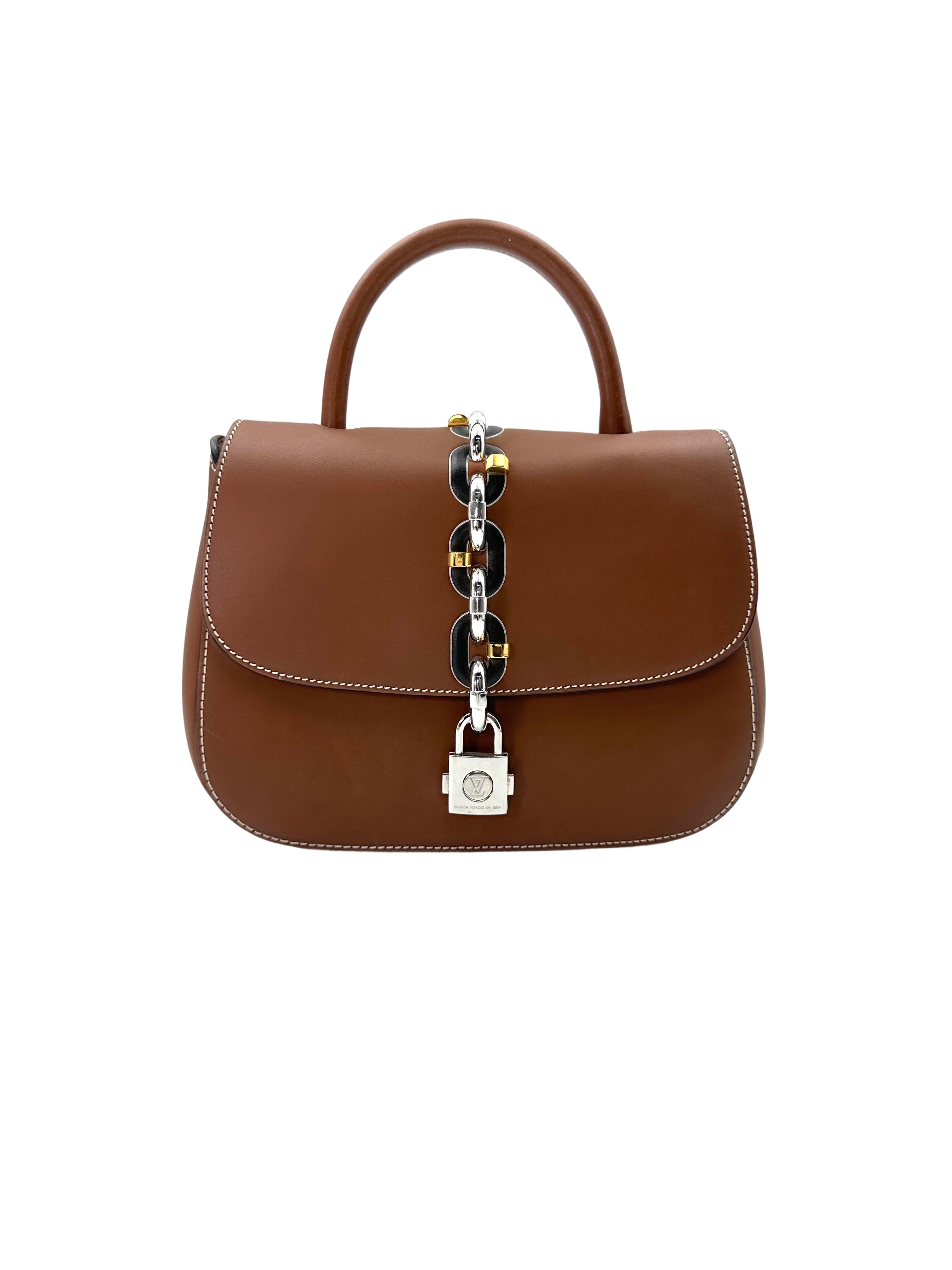 Louis Vuitton Chain It Brown Leather Handle Bag With Silver Hardware LV2269