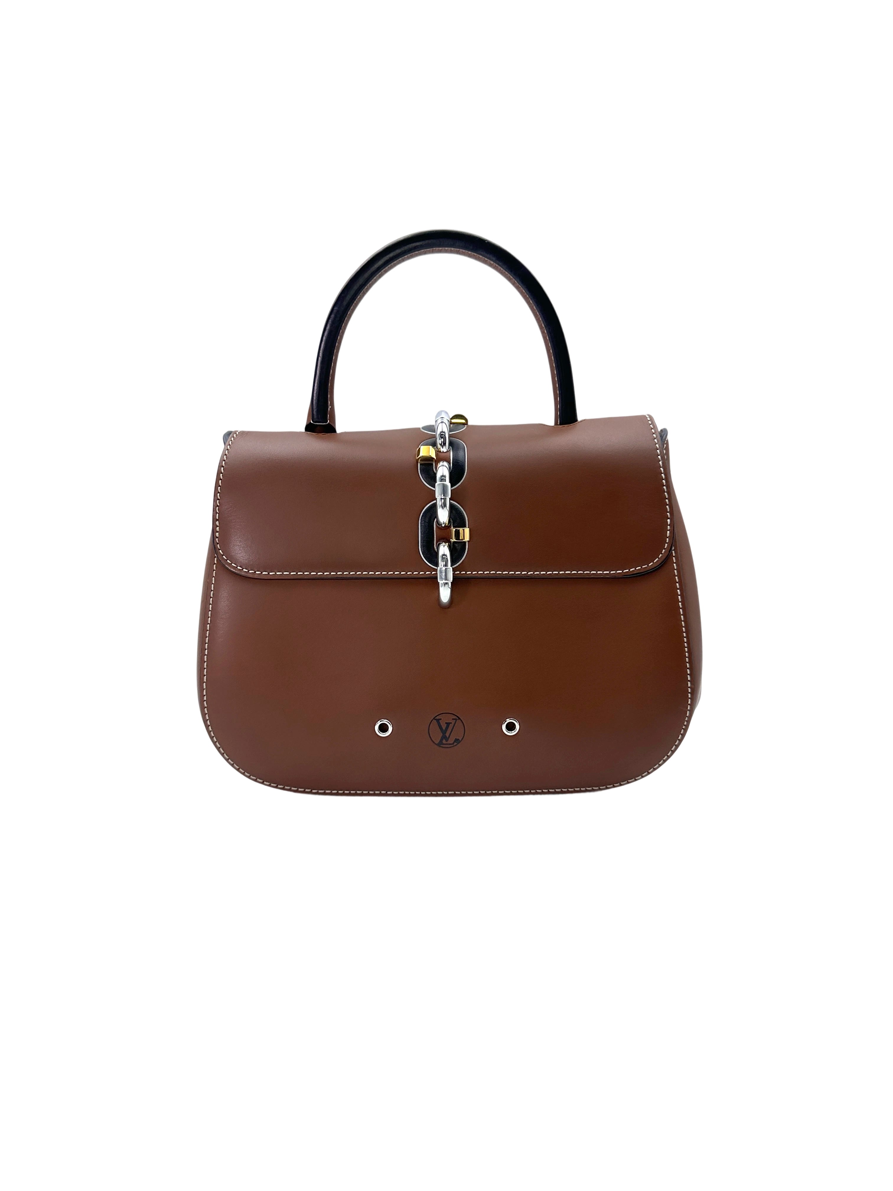 Louis Vuitton Chain It Brown Leather Handle Bag With Silver Hardware LV2269