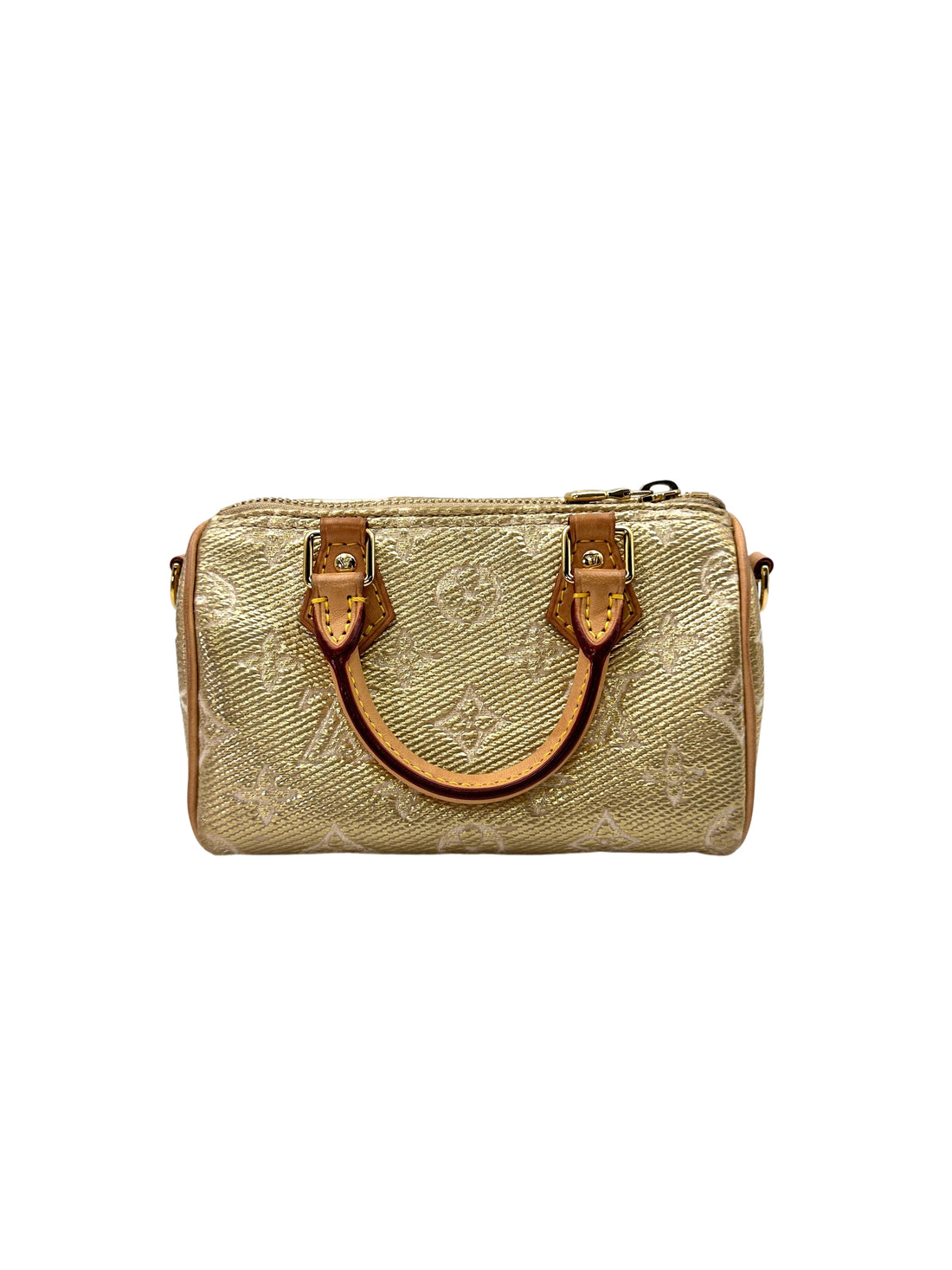 Louis Vuitton Nano Speedy MonoGlam Gold Metallic Monogram Jacquard Canvas Handle Bag LV2267