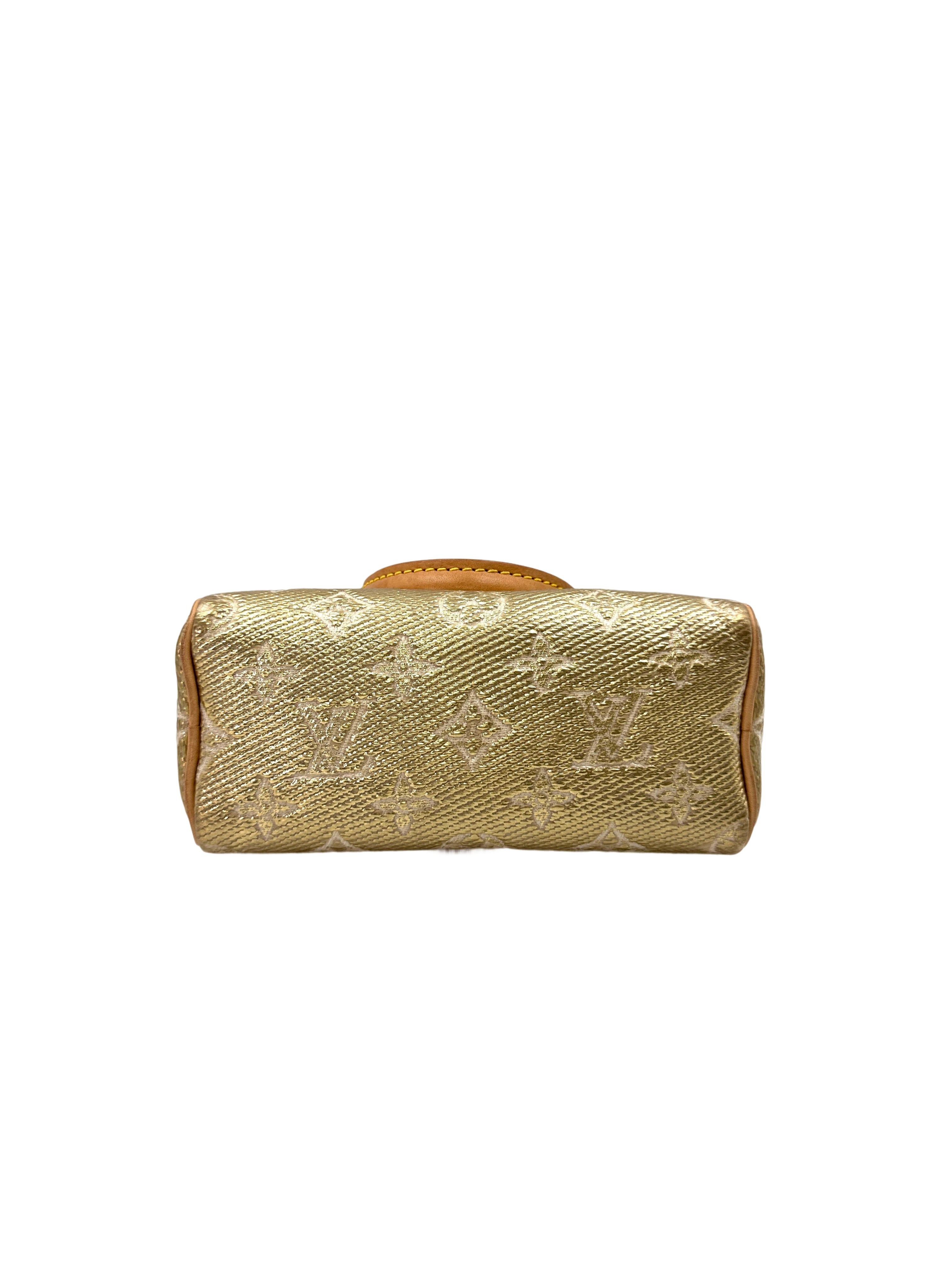 Louis Vuitton Nano Speedy MonoGlam Gold Metallic Monogram Jacquard Canvas Handle Bag LV2267