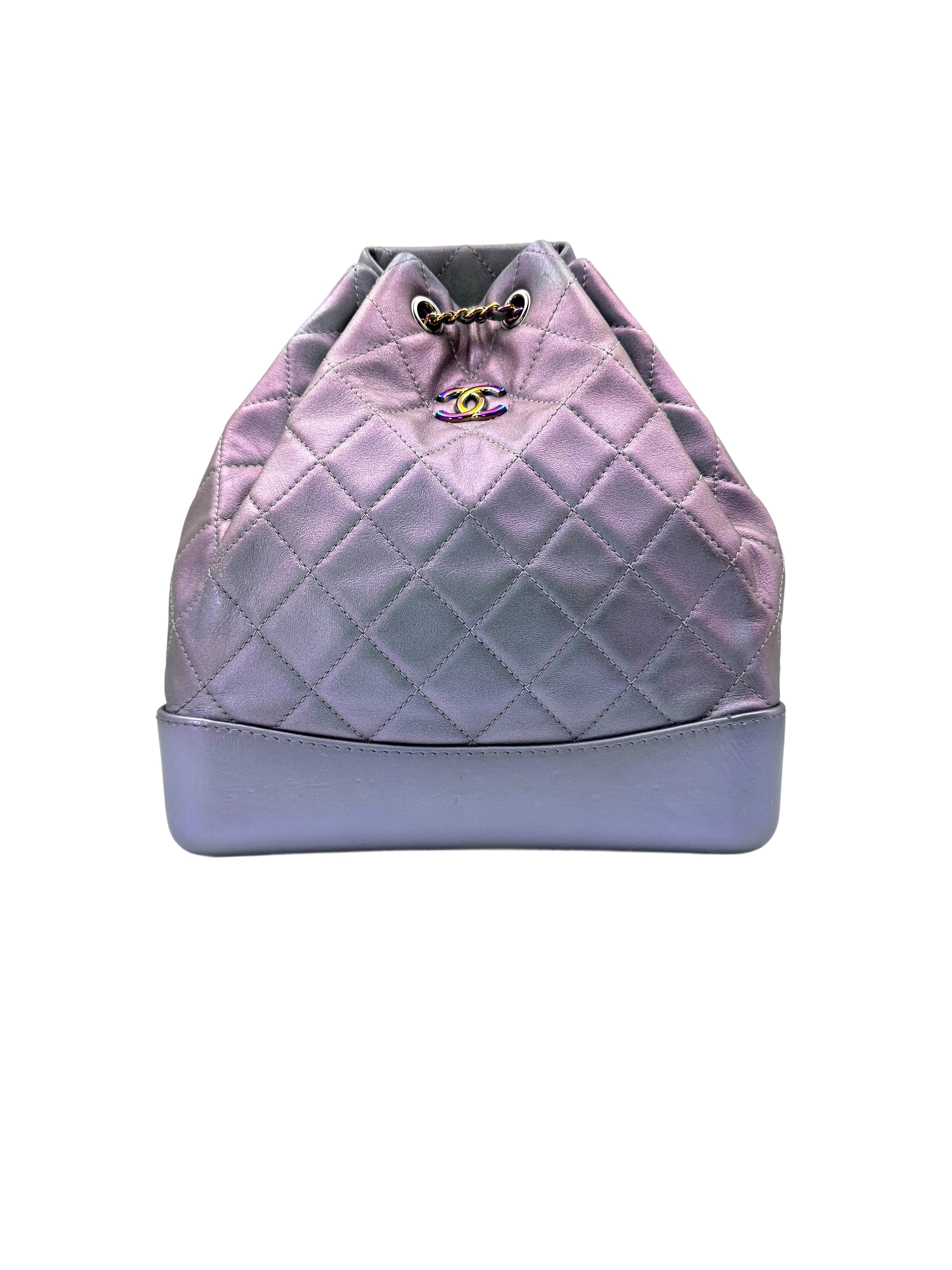 Chanel Gabrielle Iridescent Blue Quilted Leather Backpack(24***62) CC1610