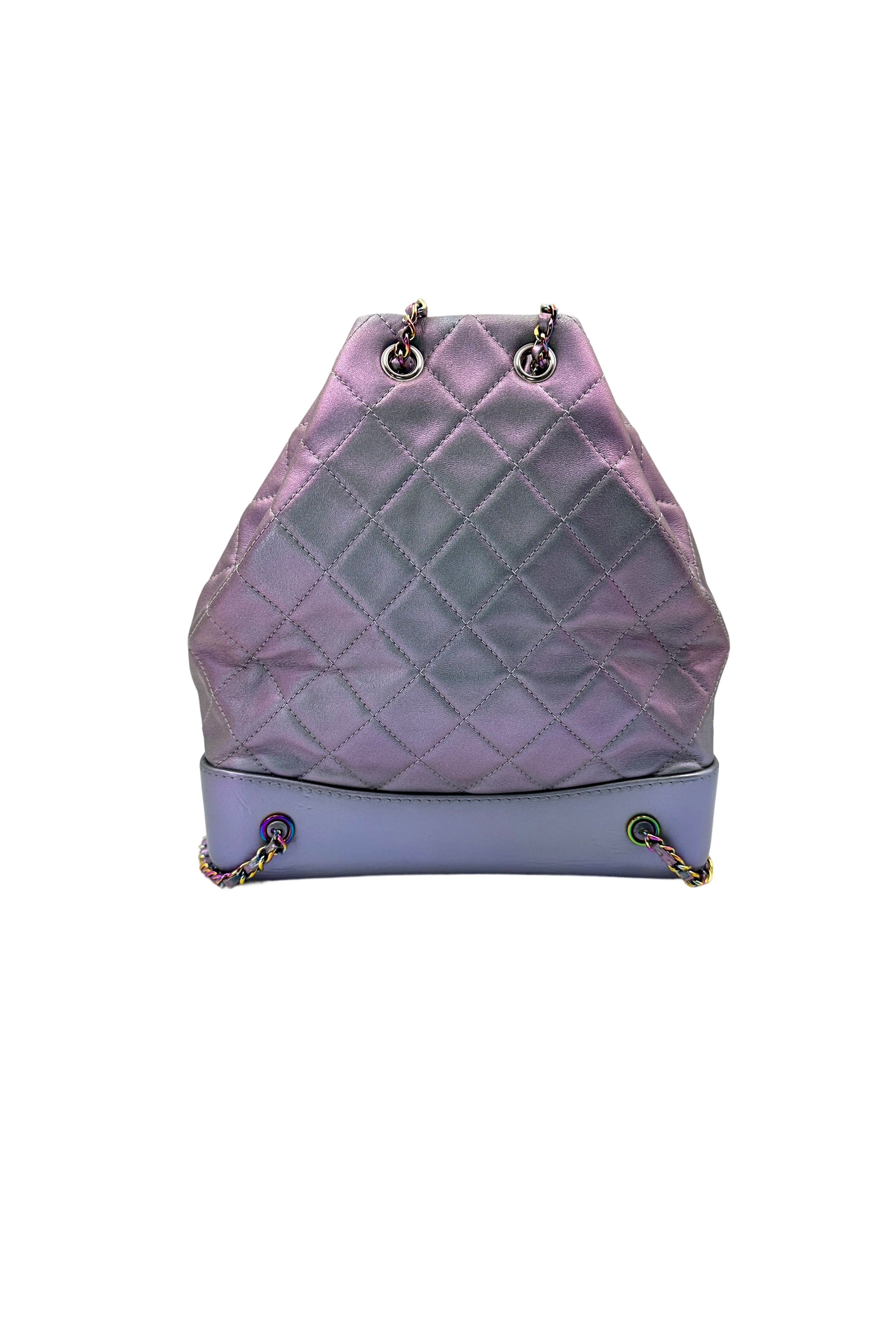 Chanel Gabrielle Iridescent Blue Quilted Leather Backpack(24***62) CC1610