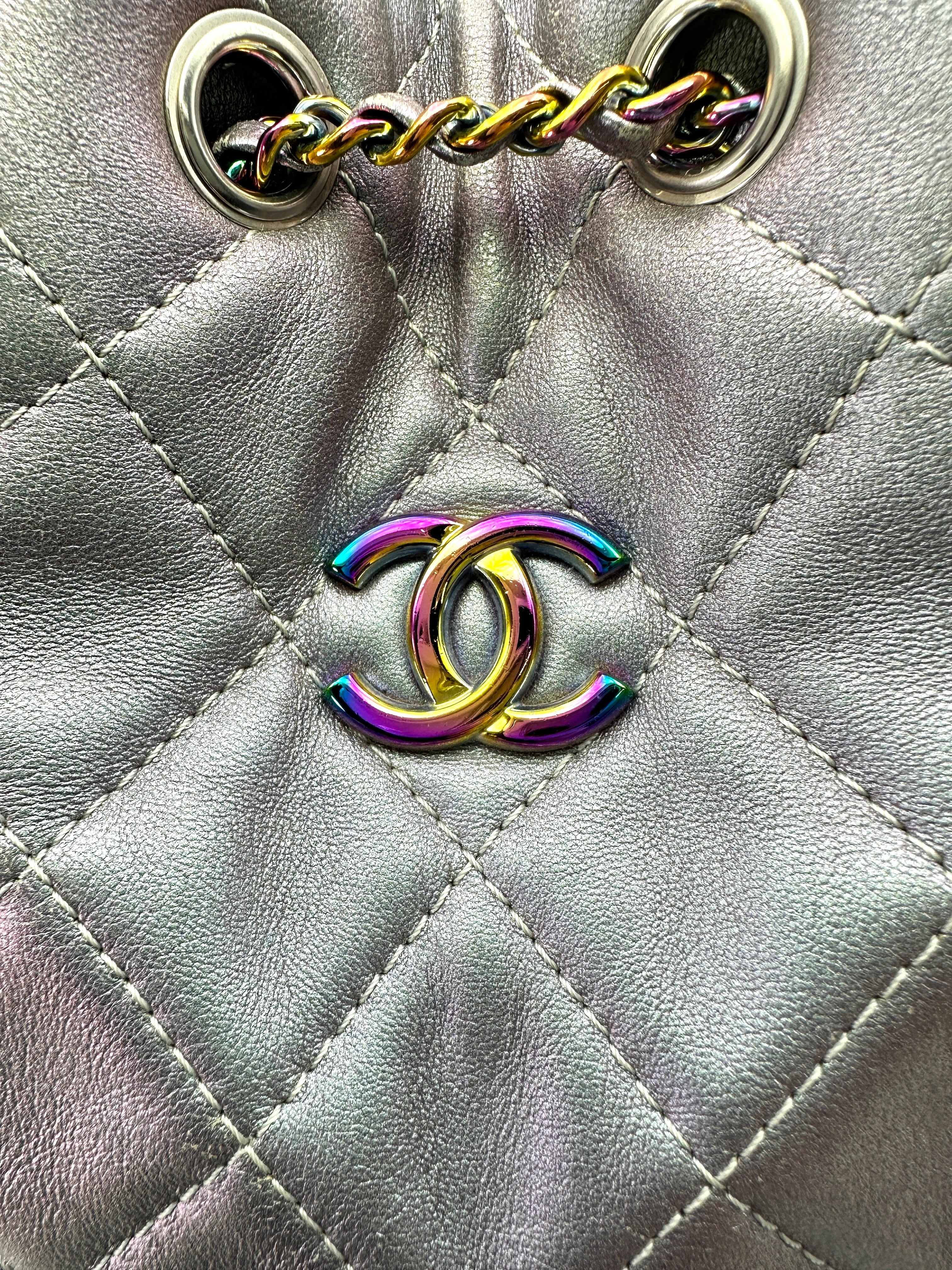 Chanel Gabrielle Iridescent Blue Quilted Leather Backpack(24***62) CC1610