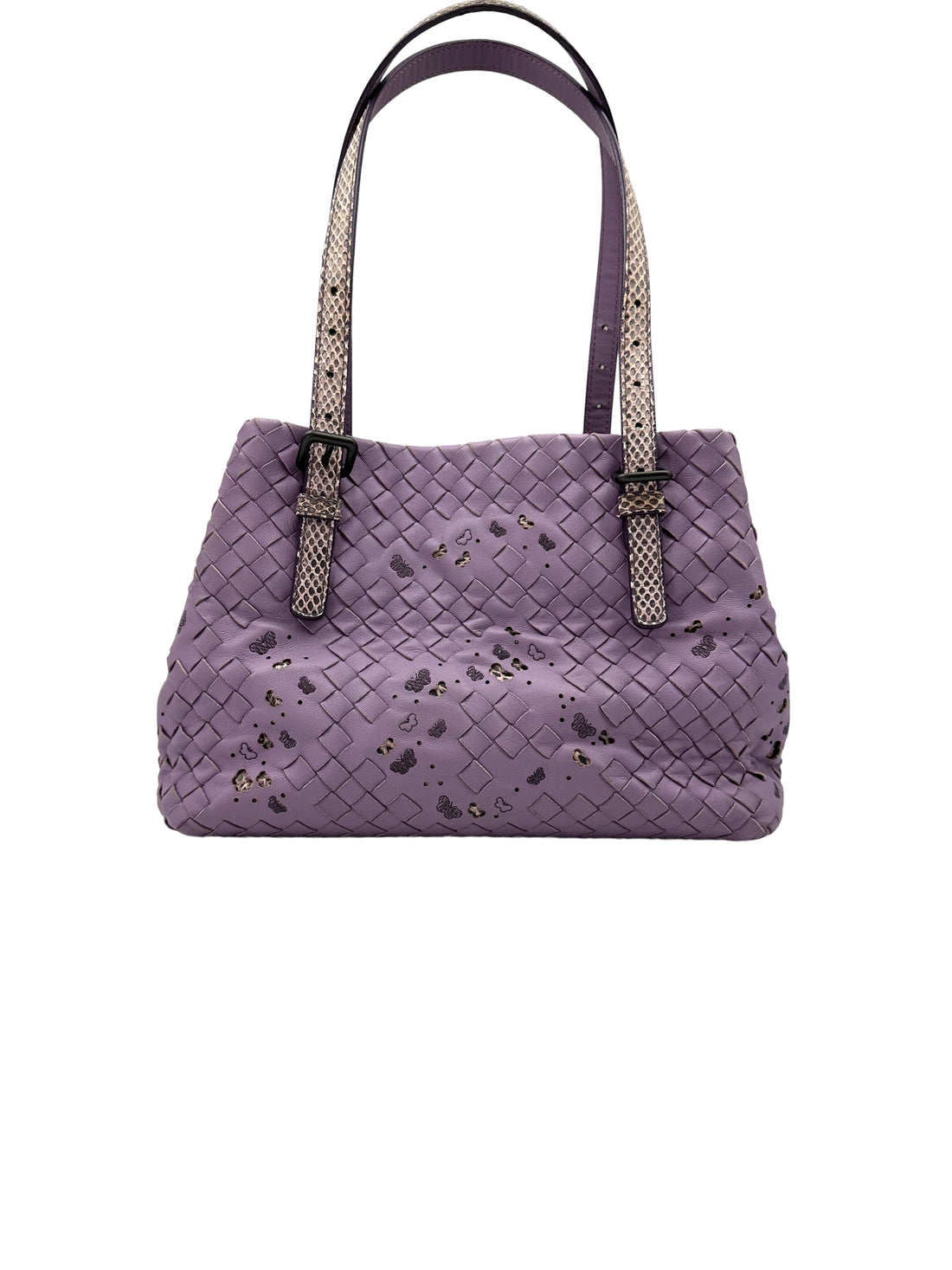 Bottega Veneta Purple Intrecciato Microbutterfly Tote Handle Bag BV114