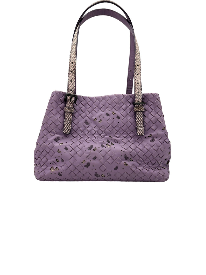 Bottega Veneta Purple Intrecciato Microbutterfly Tote Handle Bag BV114