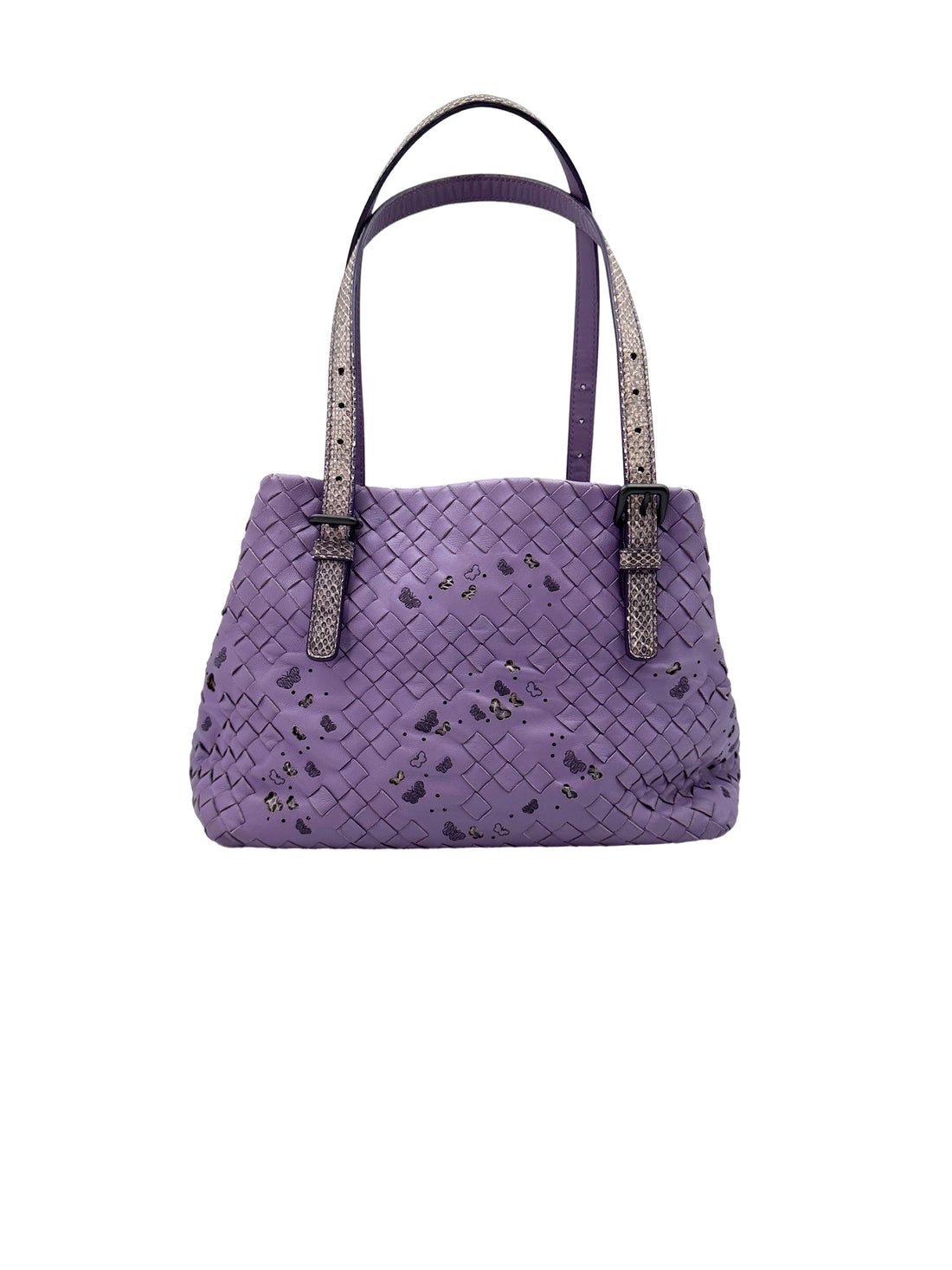 Bottega Veneta Purple Intrecciato Microbutterfly Tote Handle Bag BV114