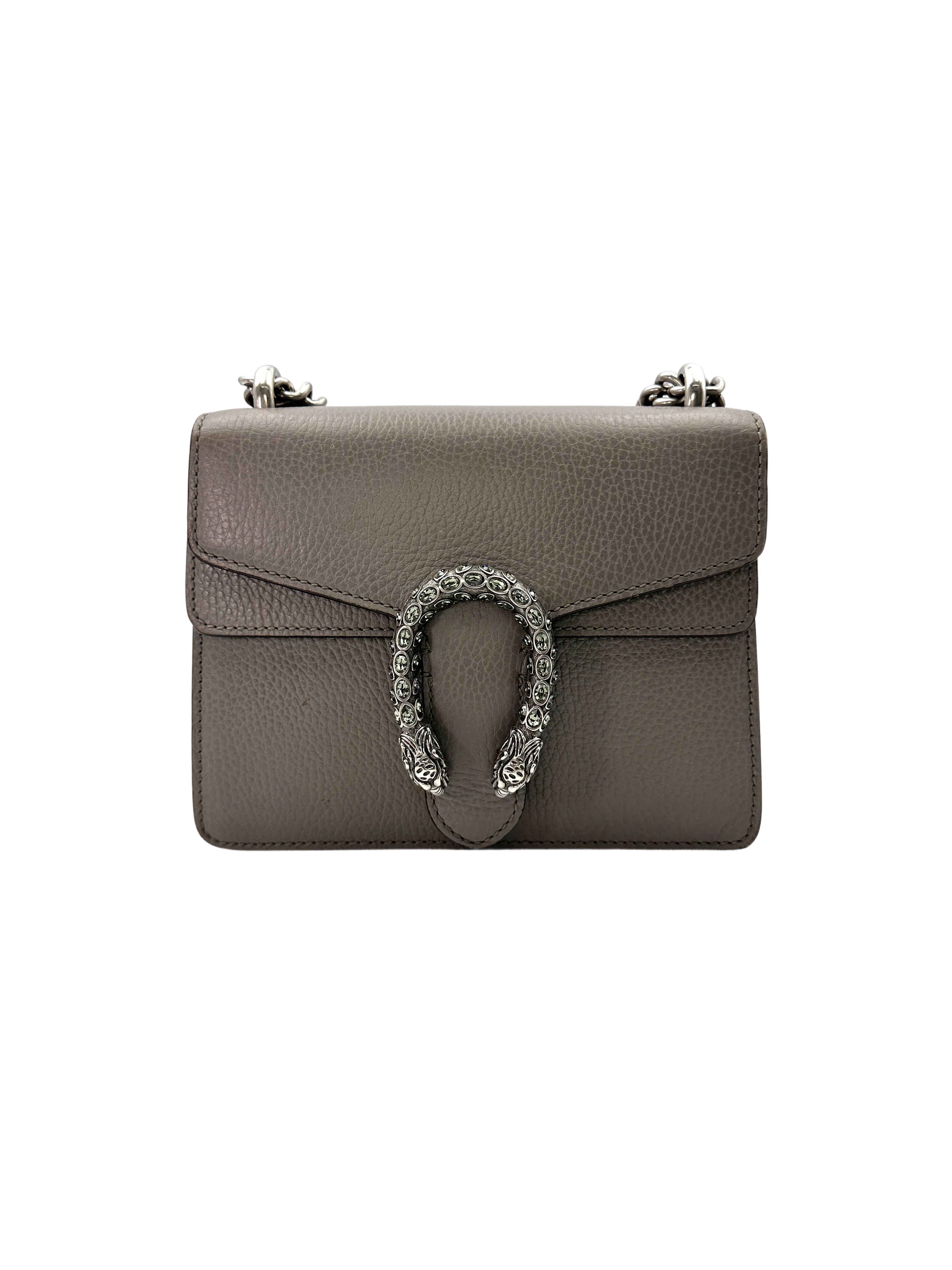 Gucci Dionysus Grey Textured Leather Small Size Shoulder Bag GG789