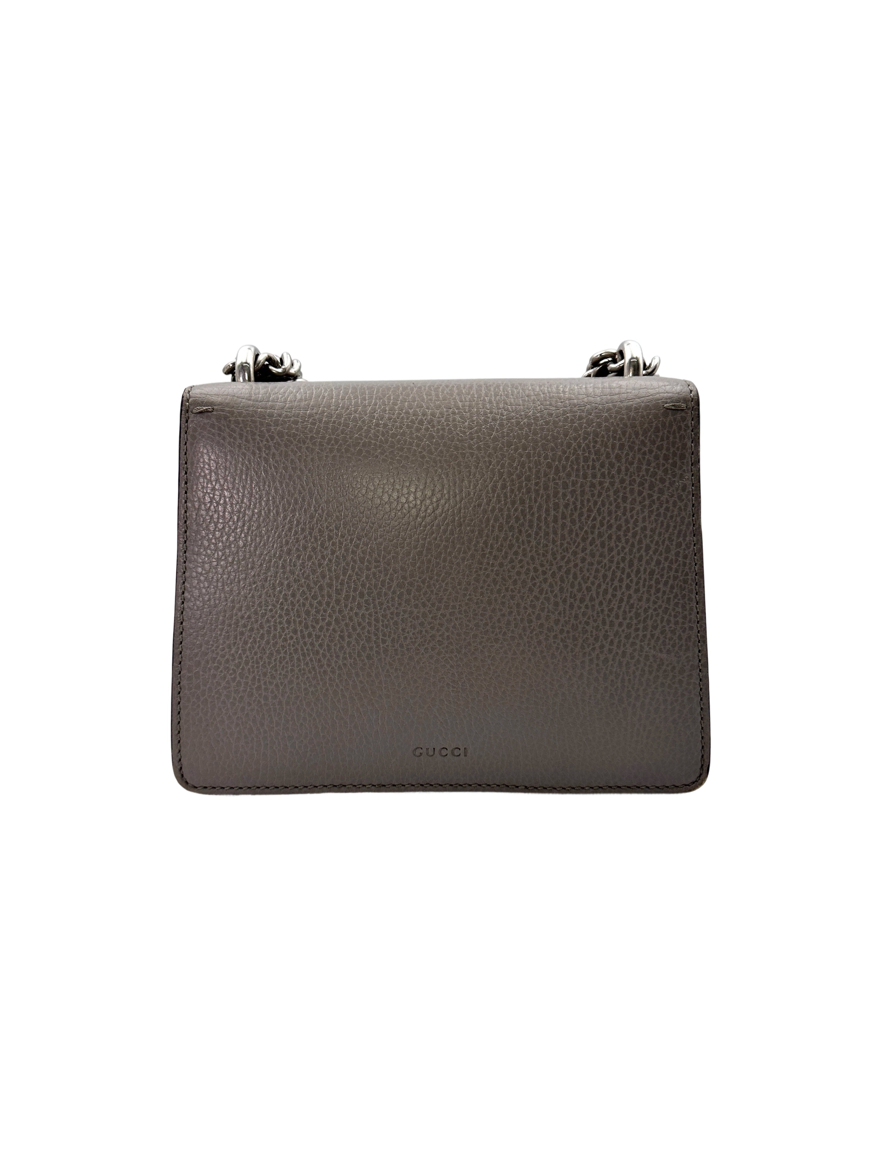 Gucci Dionysus Grey Textured Leather Small Size Shoulder Bag GG789