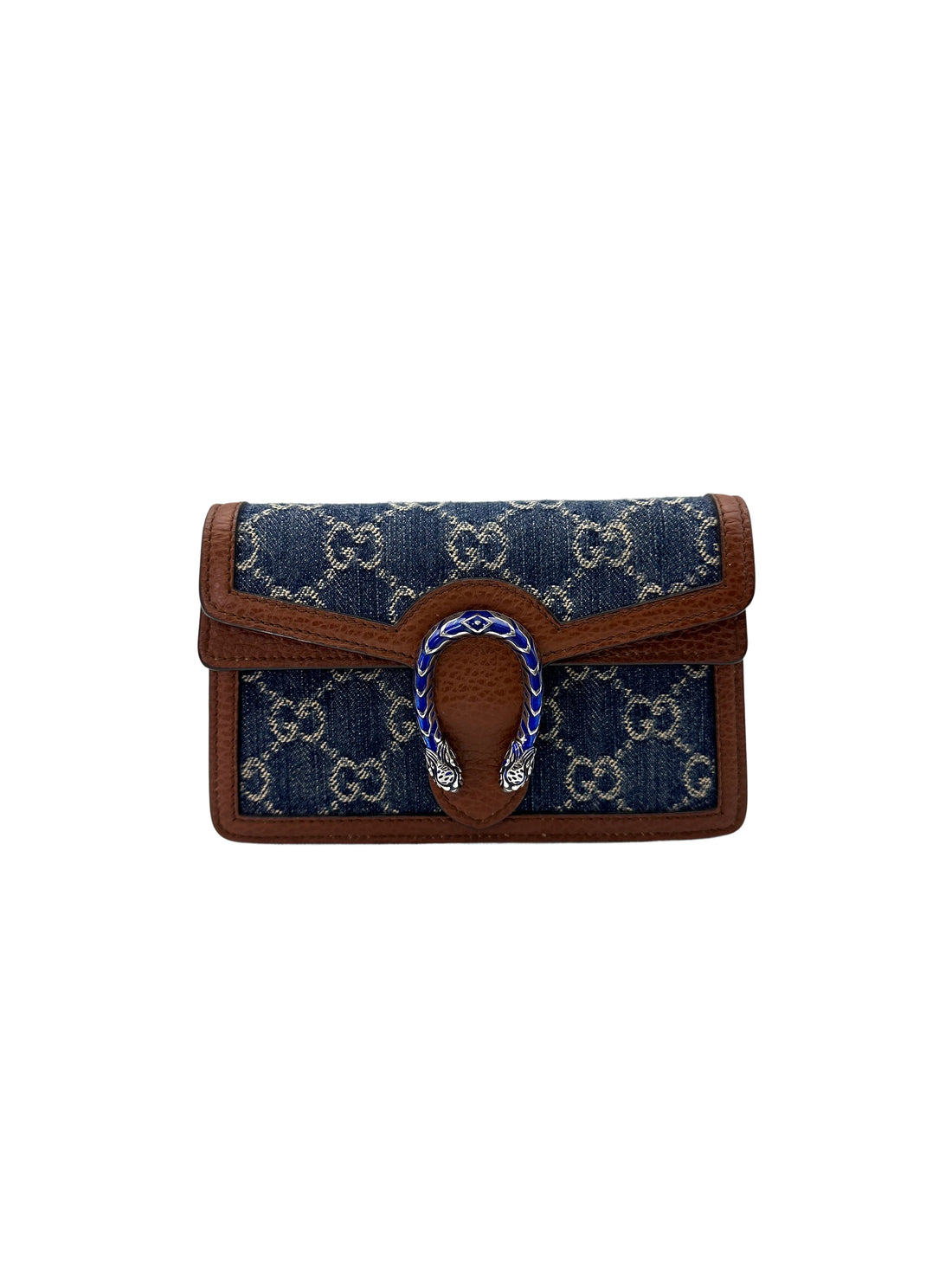 Gucci Dionysus GG Blue Denim Jacquard & Brown Leather Chain Mini Shoulder Bag GG792