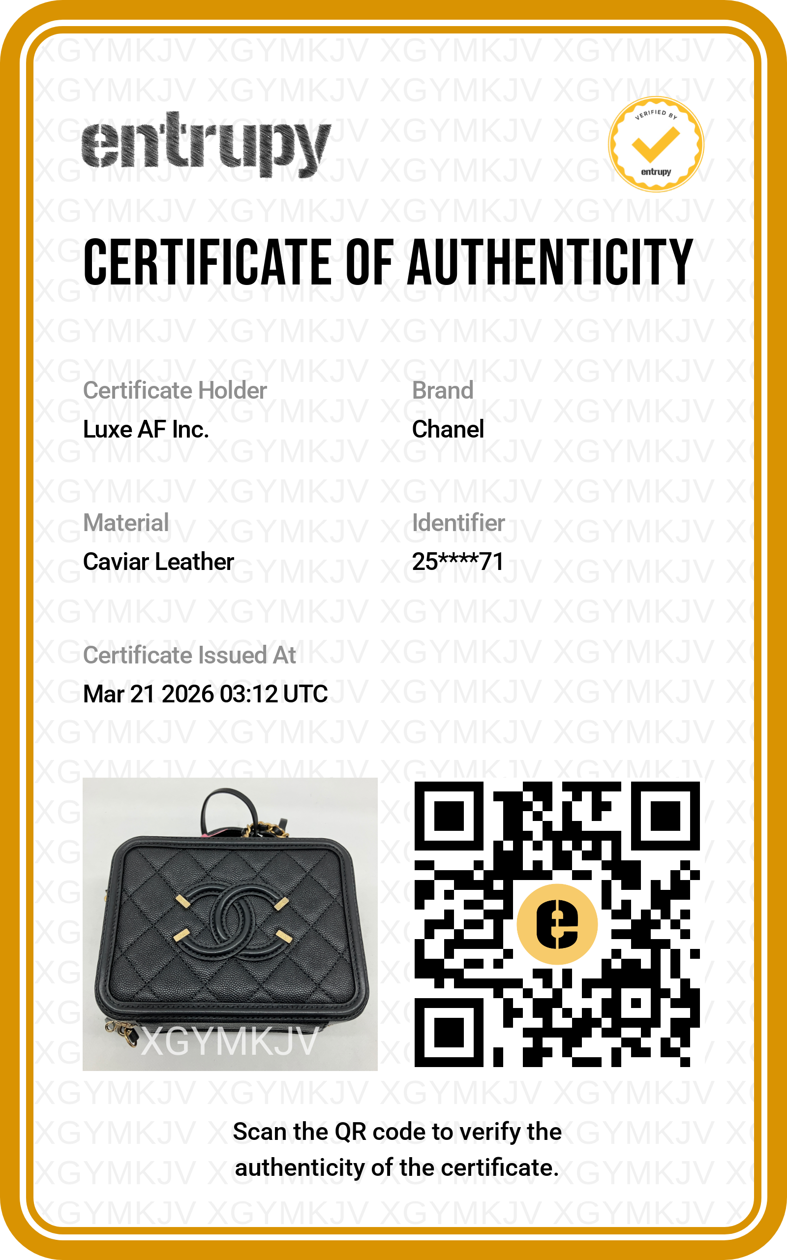 Chanel CC Filigree Black Quilted Leather Small Size Vanity Case(25***71) CC1606