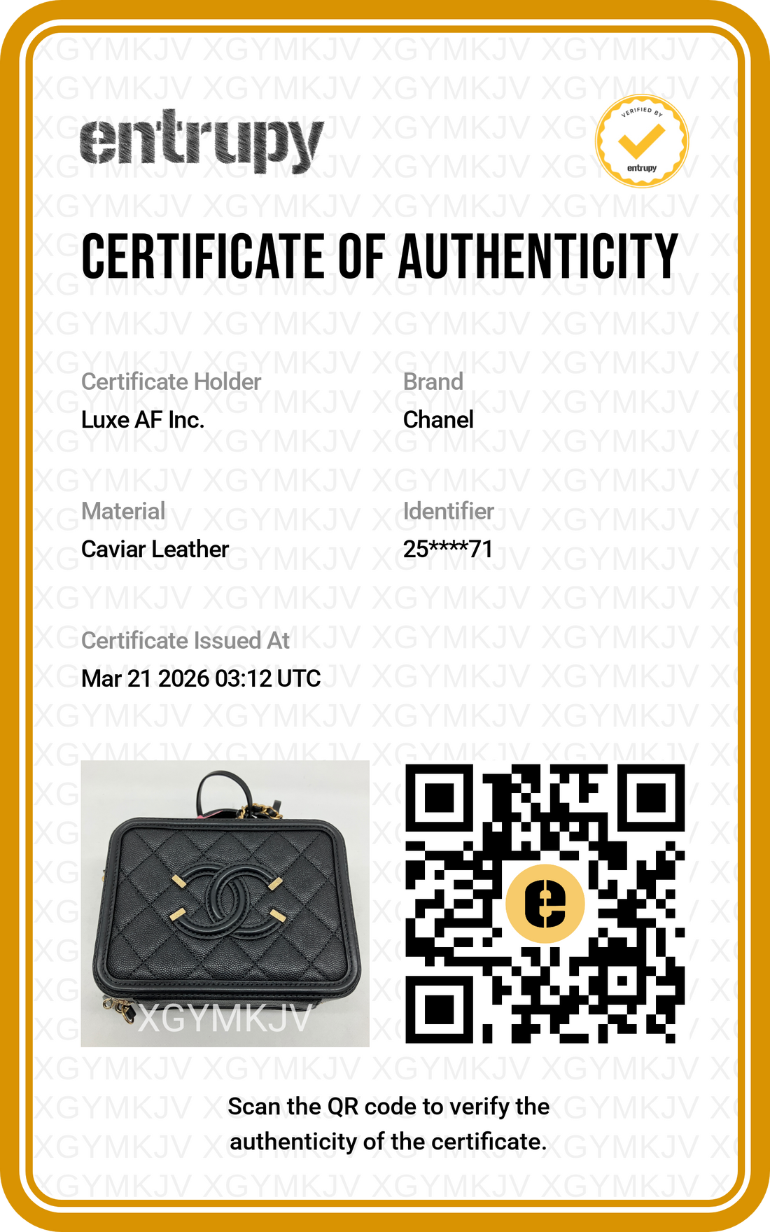 Chanel CC Filigree Black Quilted Leather Small Size Vanity Case(25***71) CC1606