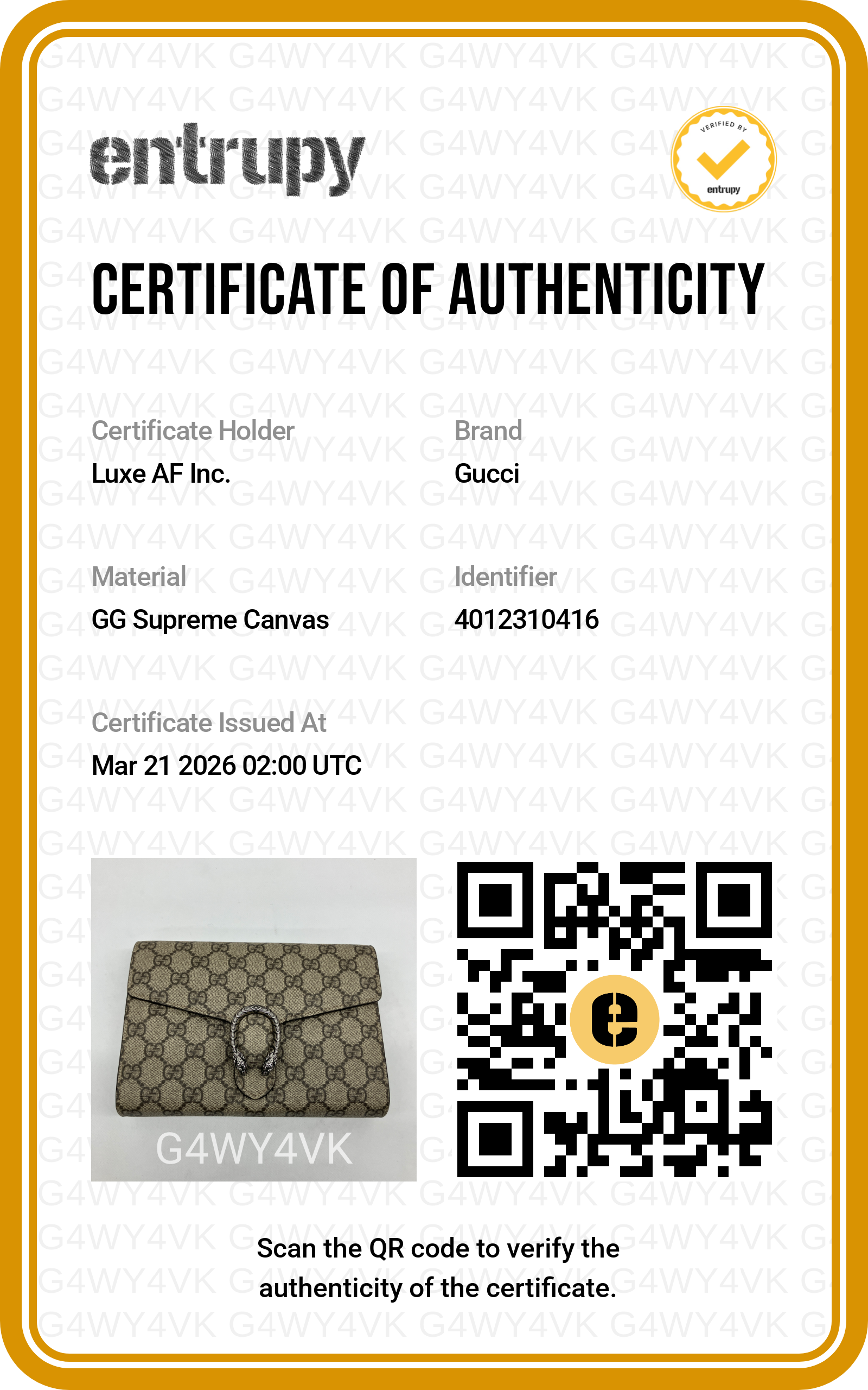 Gucci Dionysus GG Supreme Wallet On Chain GG788