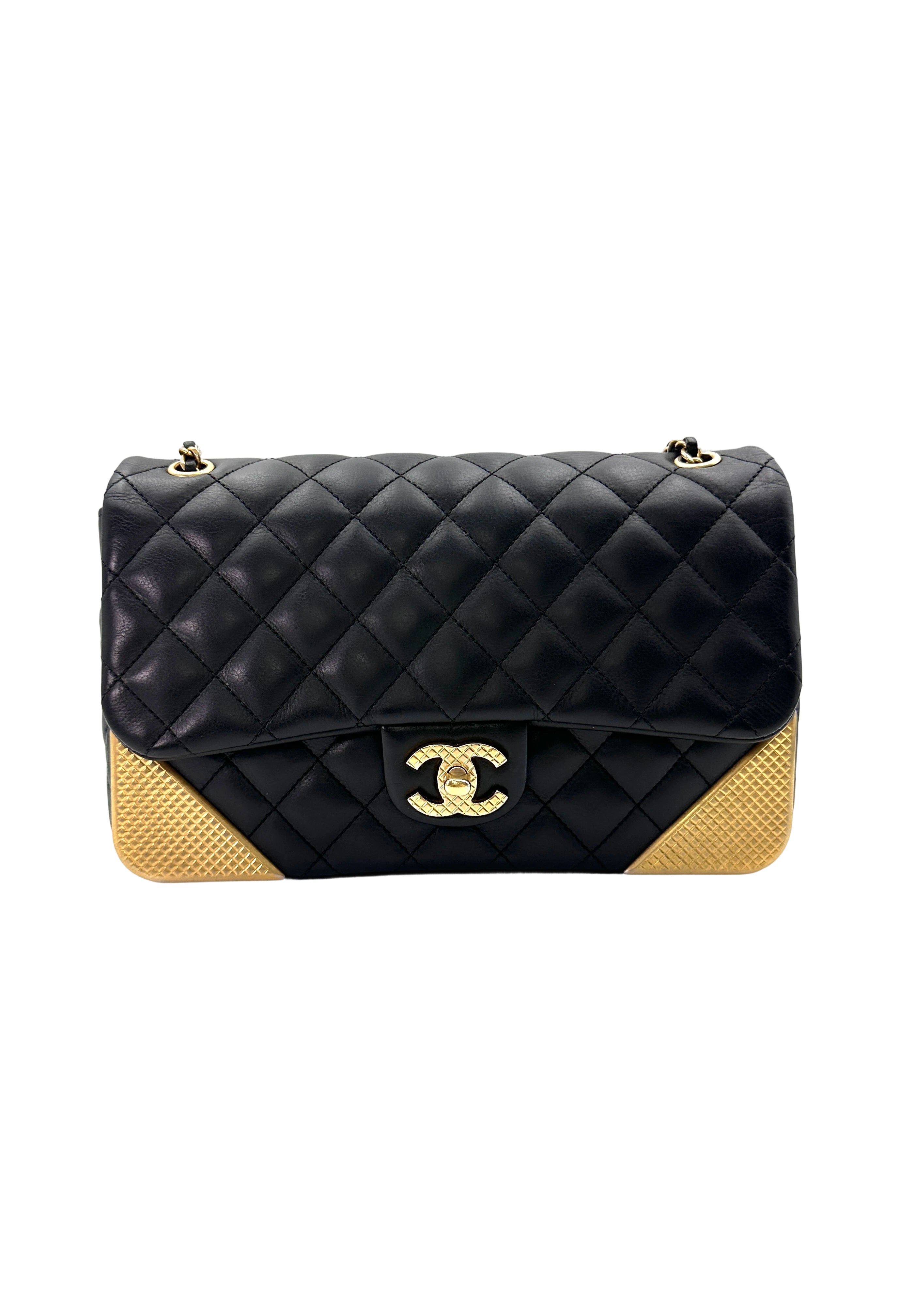 Chanel Black Quilted Leather Rock The Corner Flap Bag(24***93) CC1612