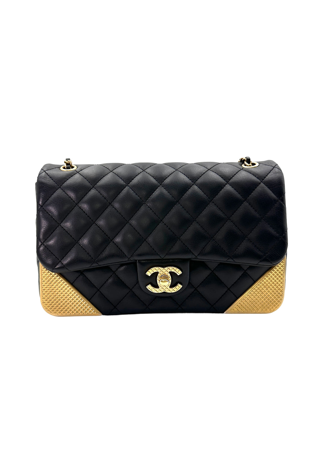Chanel Black Quilted Leather Rock The Corner Flap Bag(24***93) CC1612