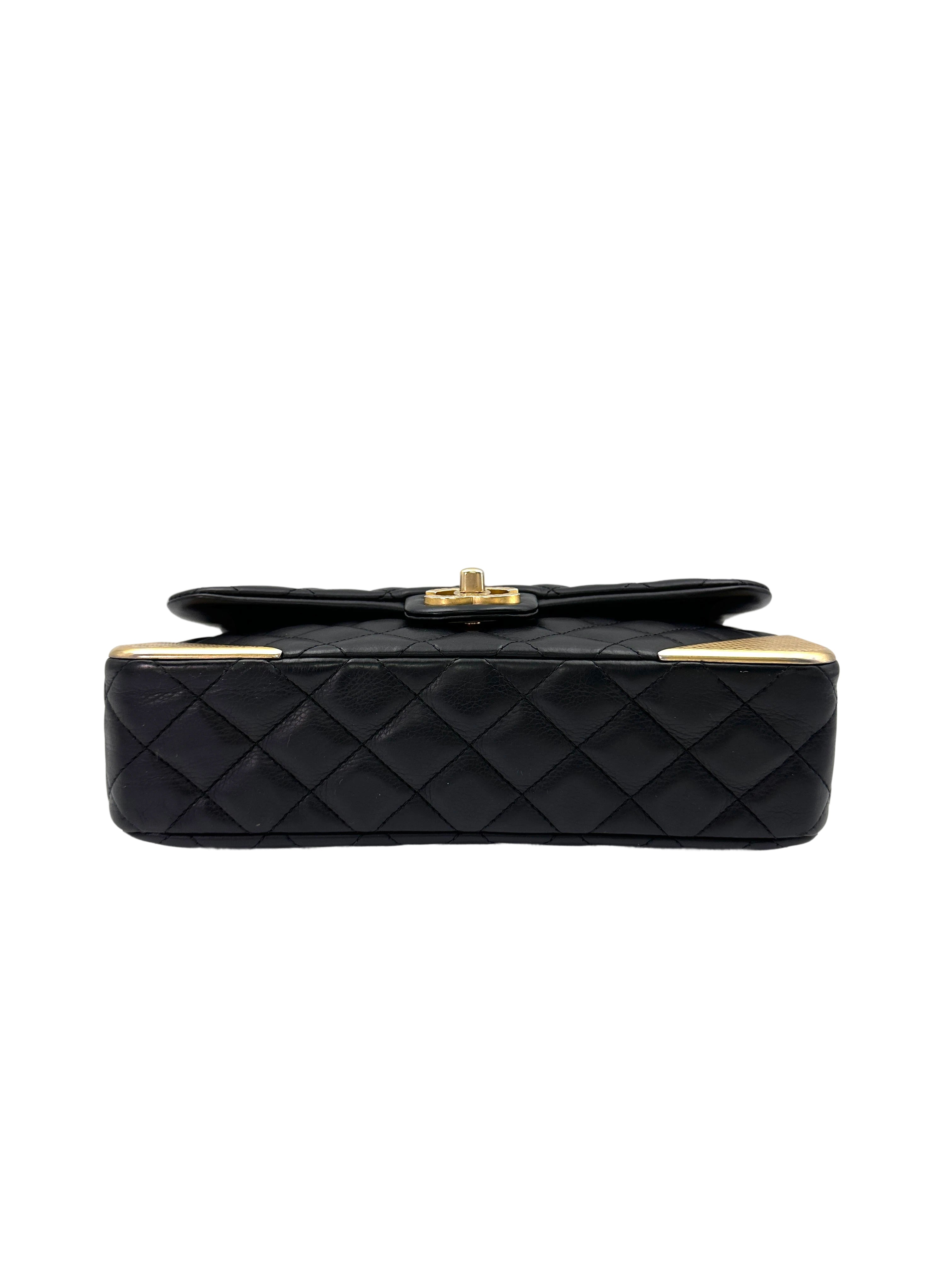 Chanel Black Quilted Leather Rock The Corner Flap Bag(24***93) CC1612