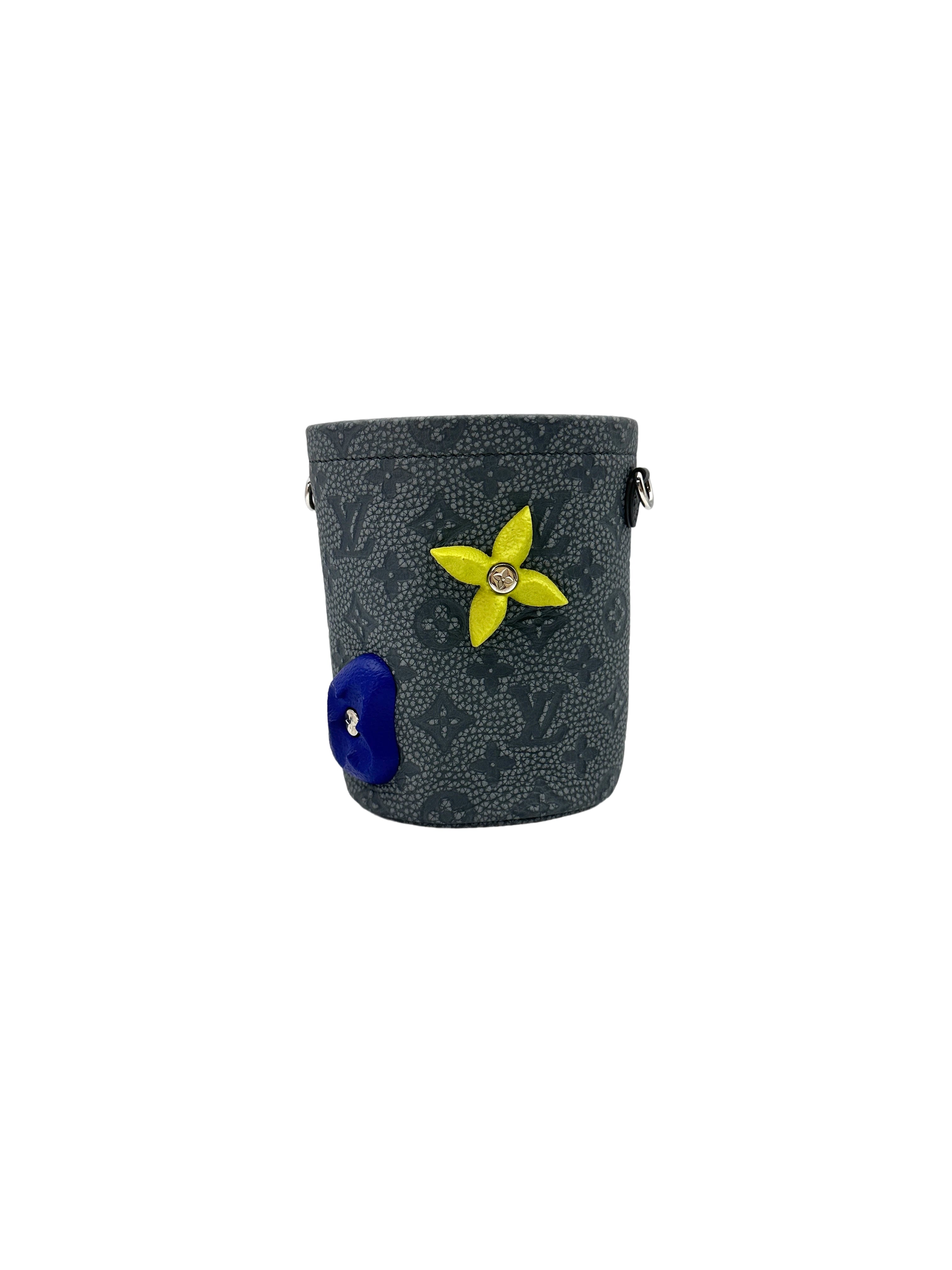 Louis Vuitton Climbing Chalk Pouch Gray Monogram Embossed Leather Bag LV2282