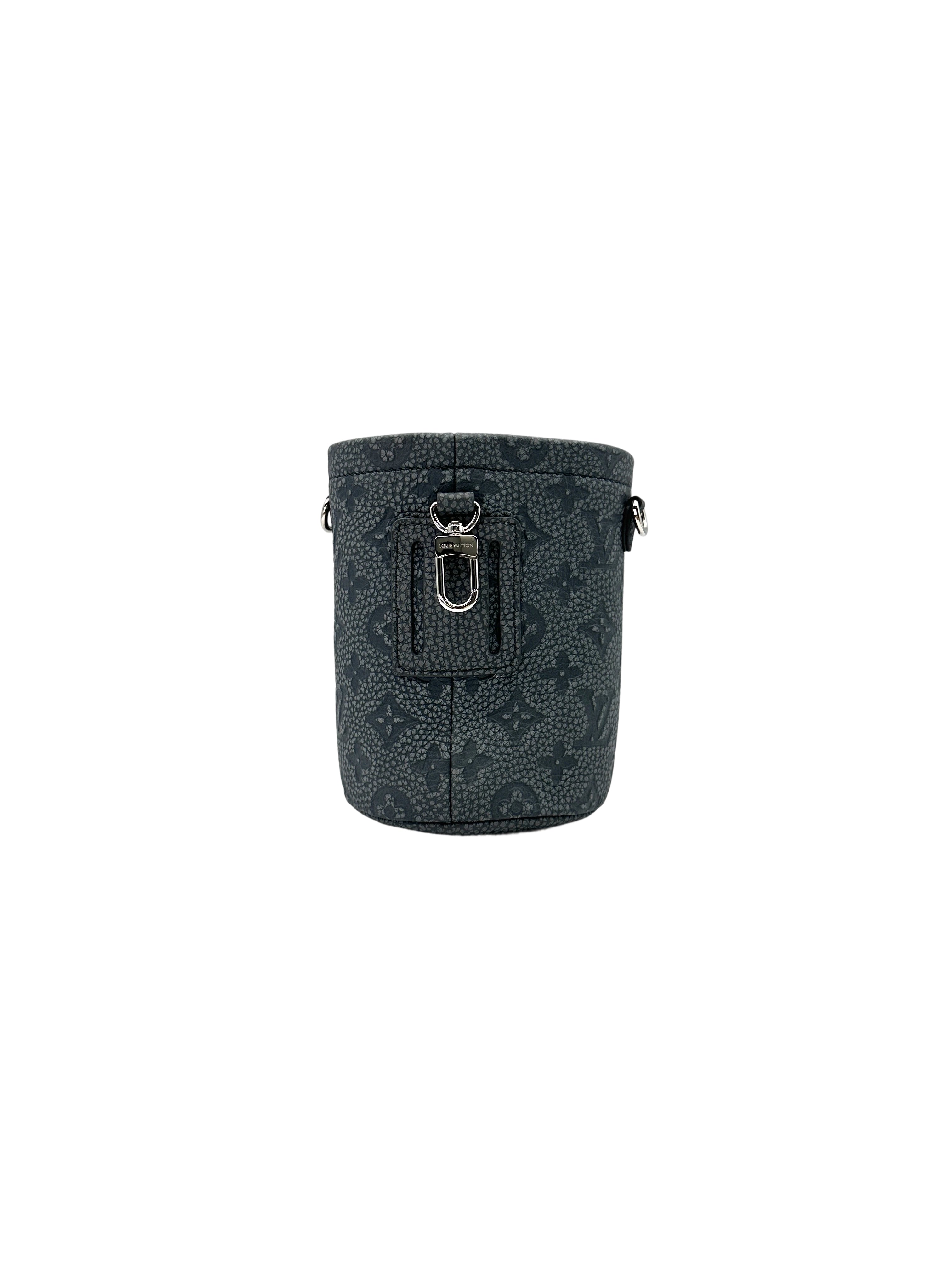 Louis Vuitton Climbing Chalk Pouch Gray Monogram Embossed Leather Bag LV2282
