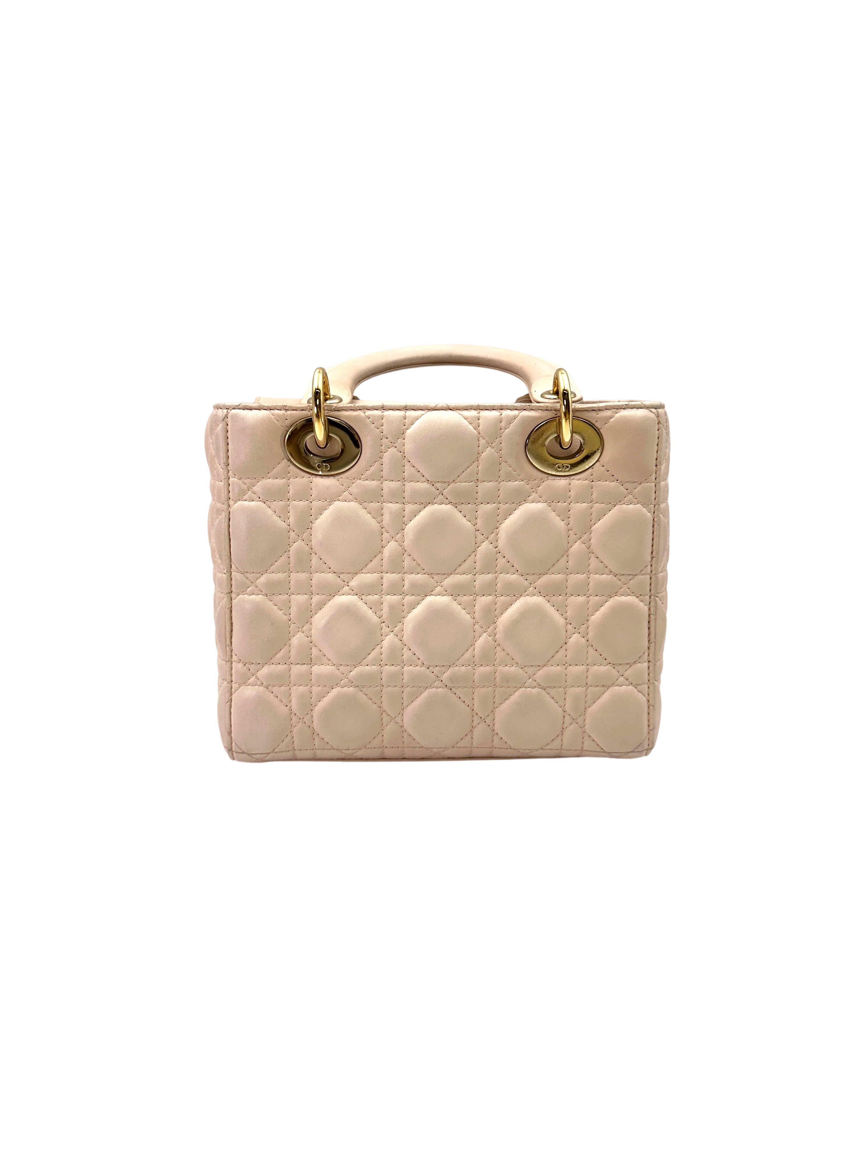 Christian Dior Lady Dior White Cannage Leather Handle Bag With Customizable Shoulder Strap DR599