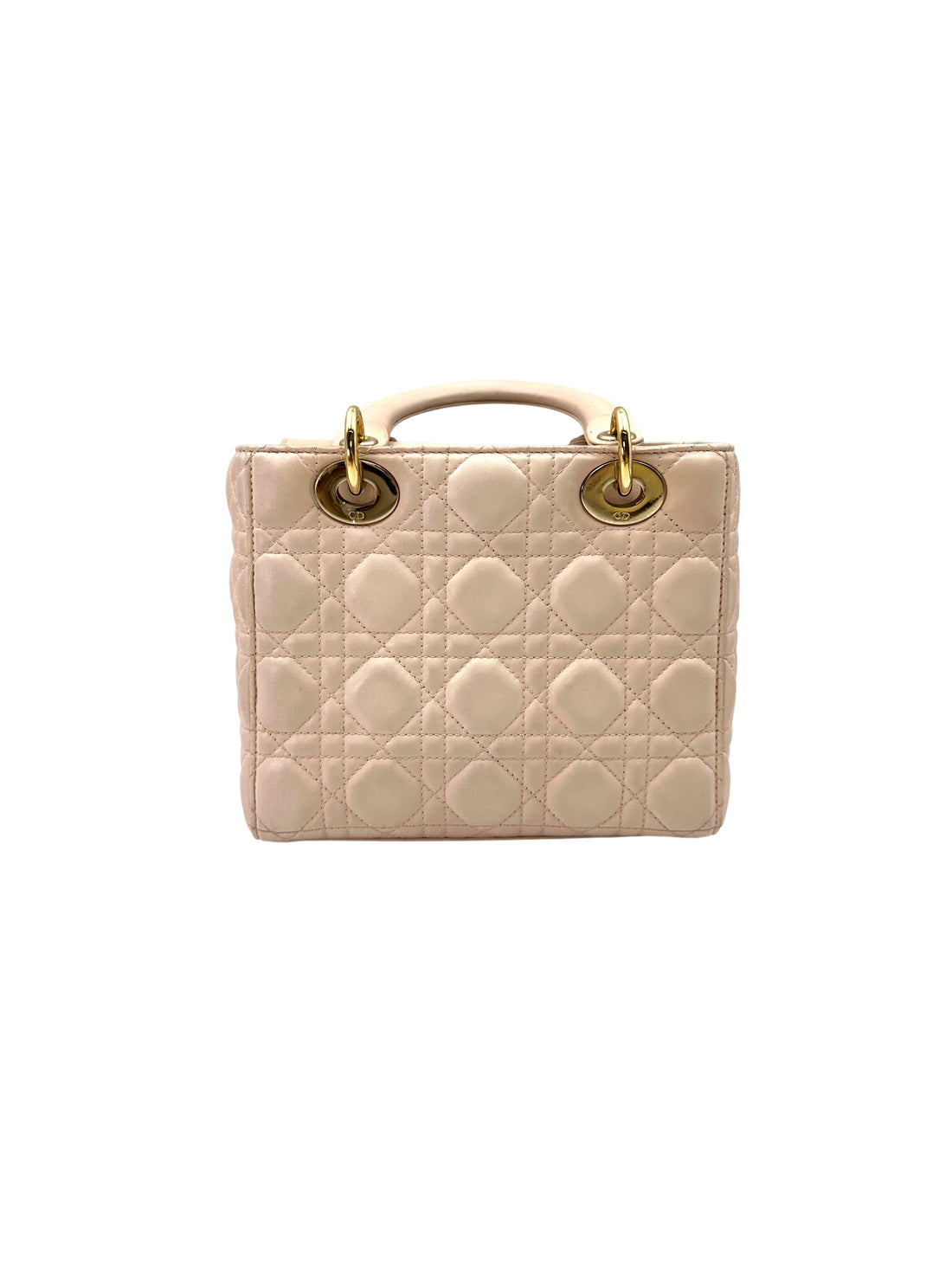 Christian Dior Lady Dior White Cannage Leather Handle Bag With Customizable Shoulder Strap DR599