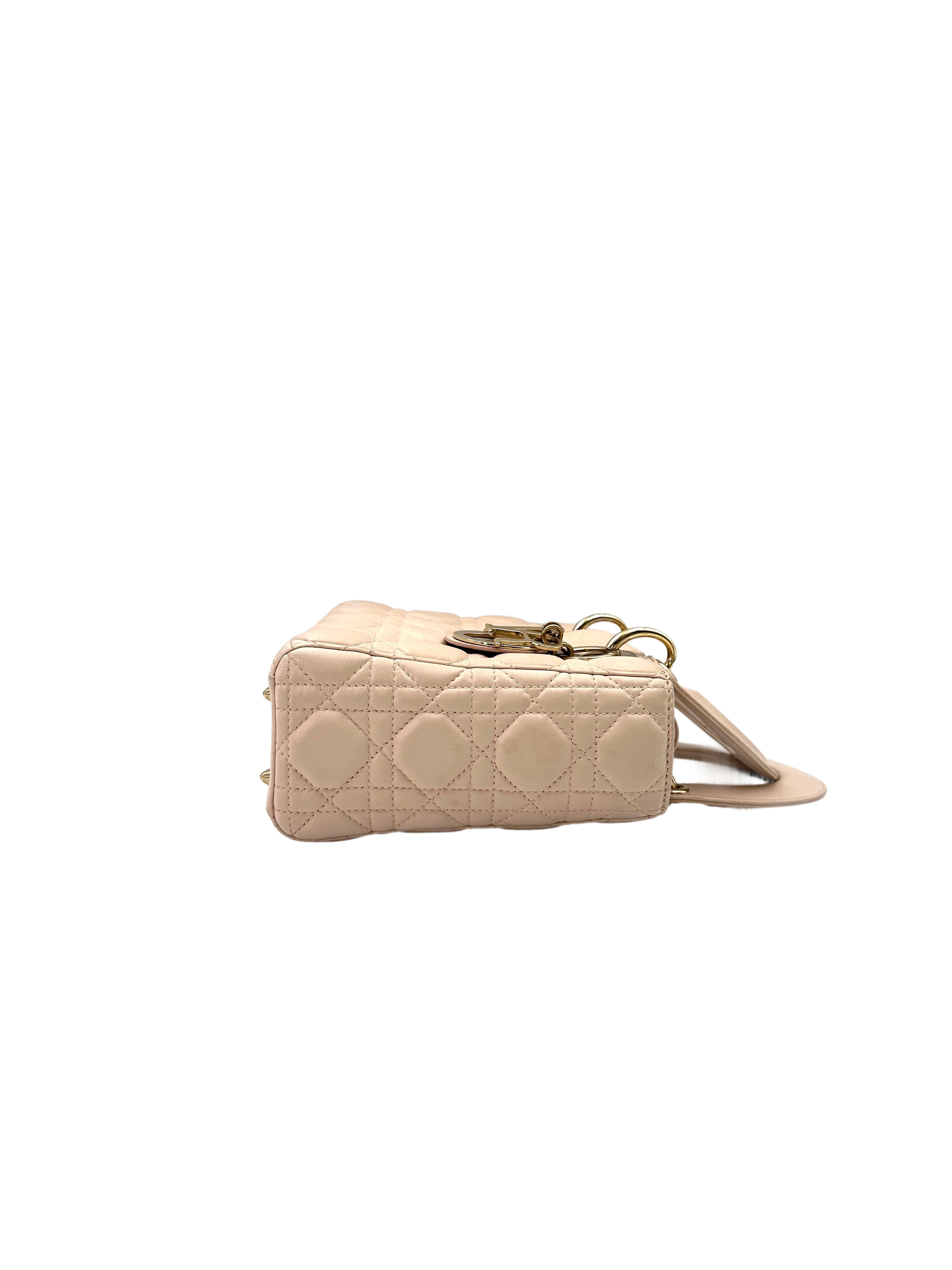 Christian Dior Lady Dior White Cannage Leather Handle Bag With Customizable Shoulder Strap DR599