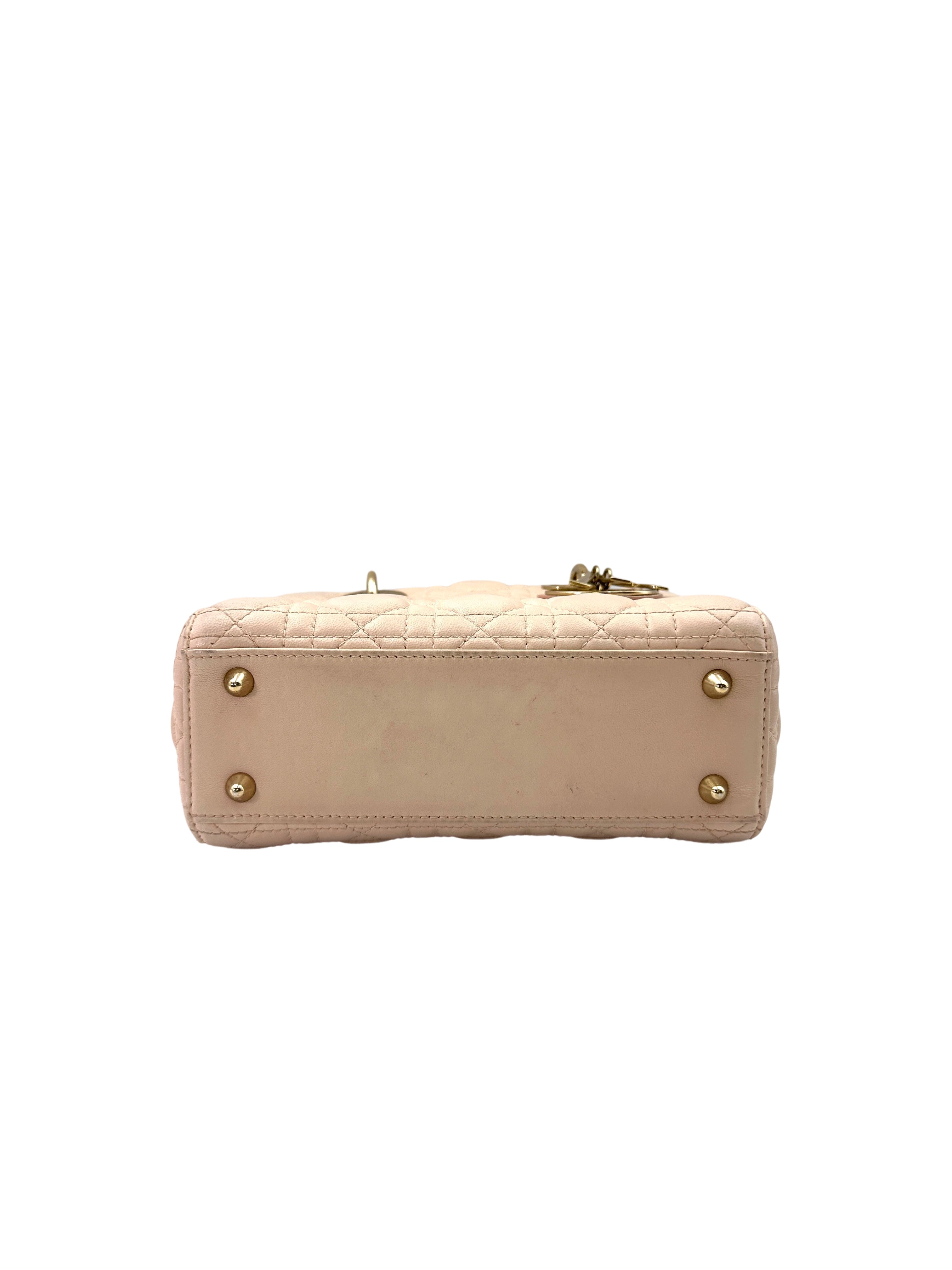 Christian Dior Lady Dior White Cannage Leather Handle Bag With Customizable Shoulder Strap DR599