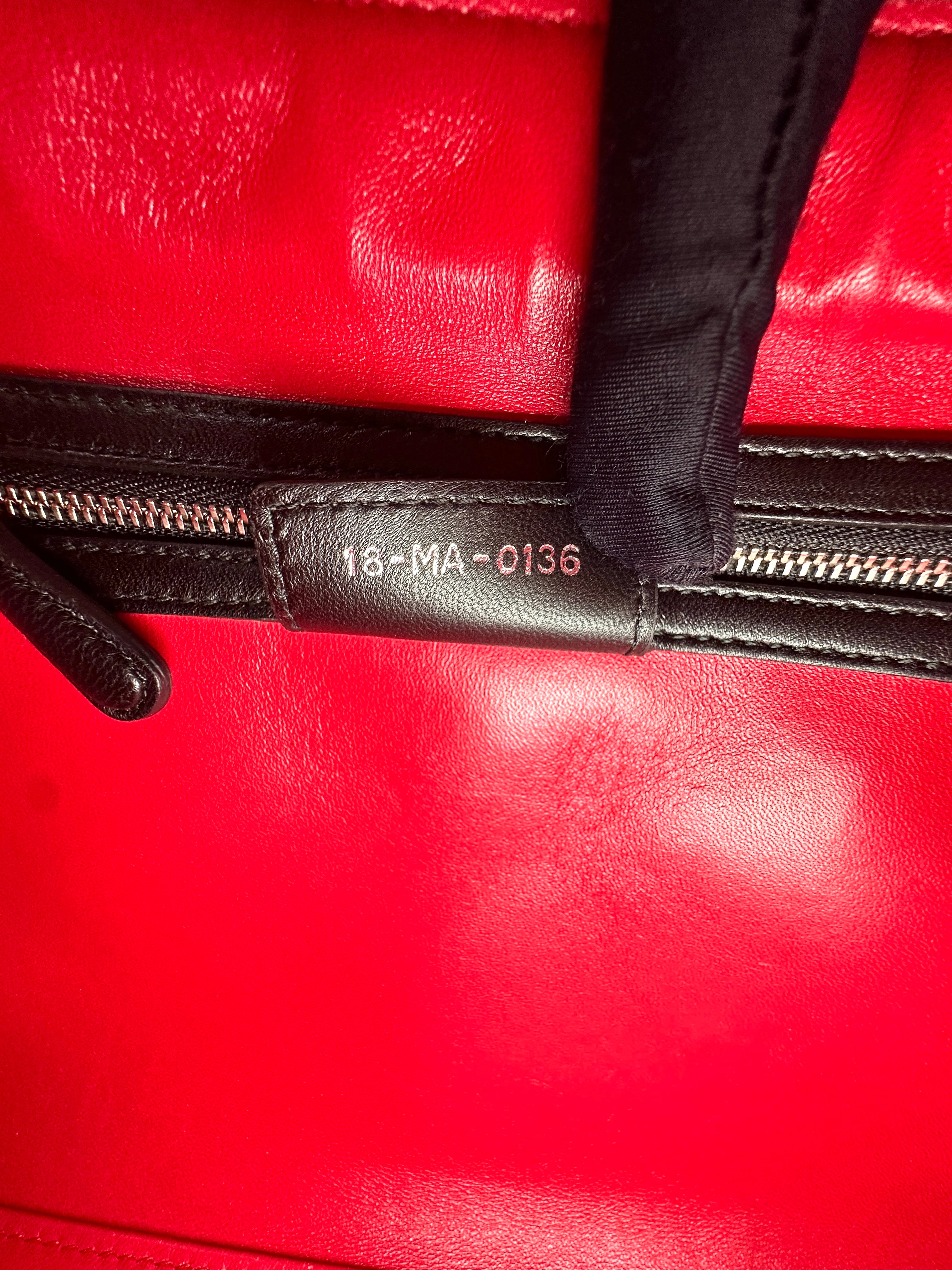Christian Dior Lady Dior Black Cannage Leather Handle Bag With Silver Charms DR598