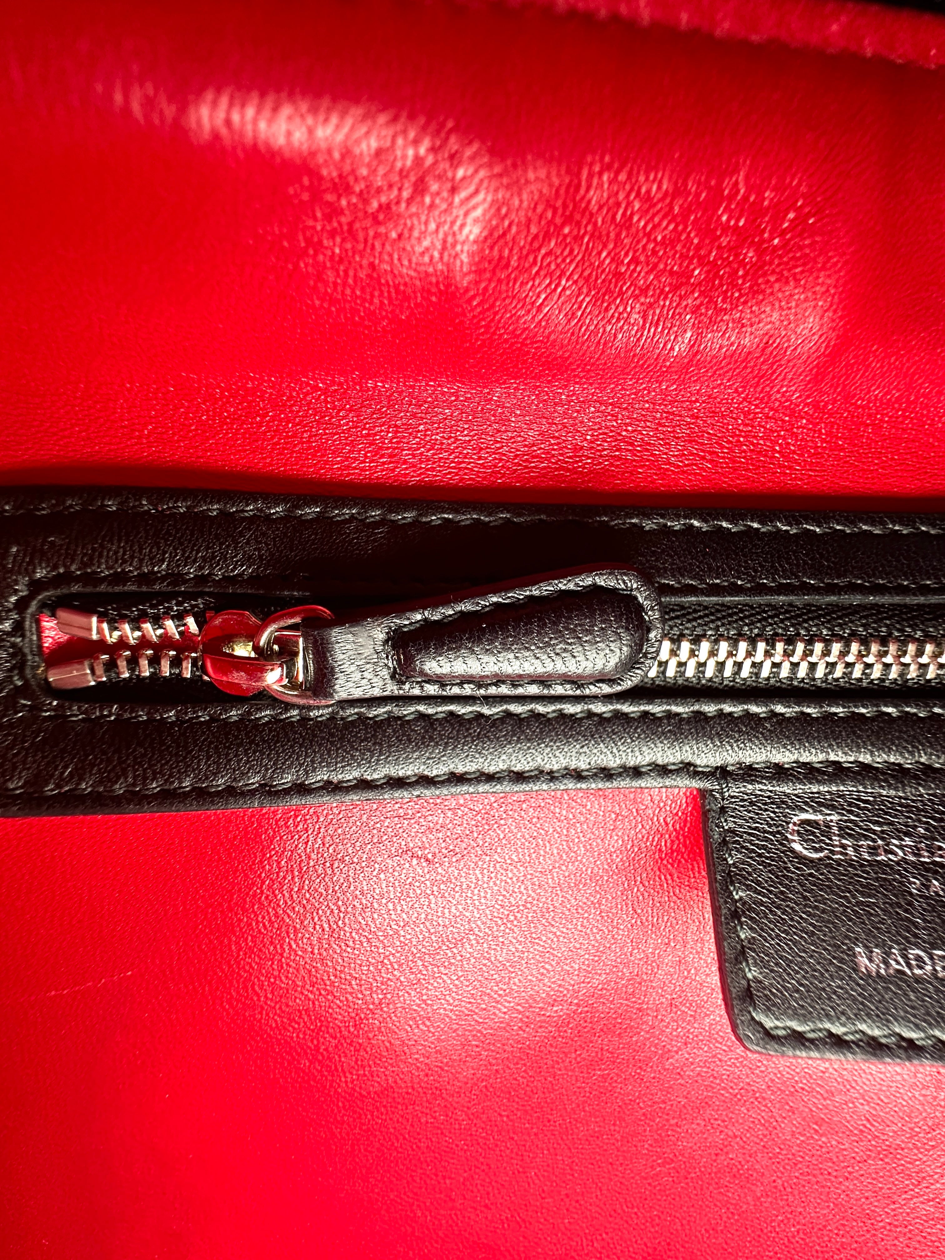 Christian Dior Lady Dior Black Cannage Leather Handle Bag With Silver Charms DR598