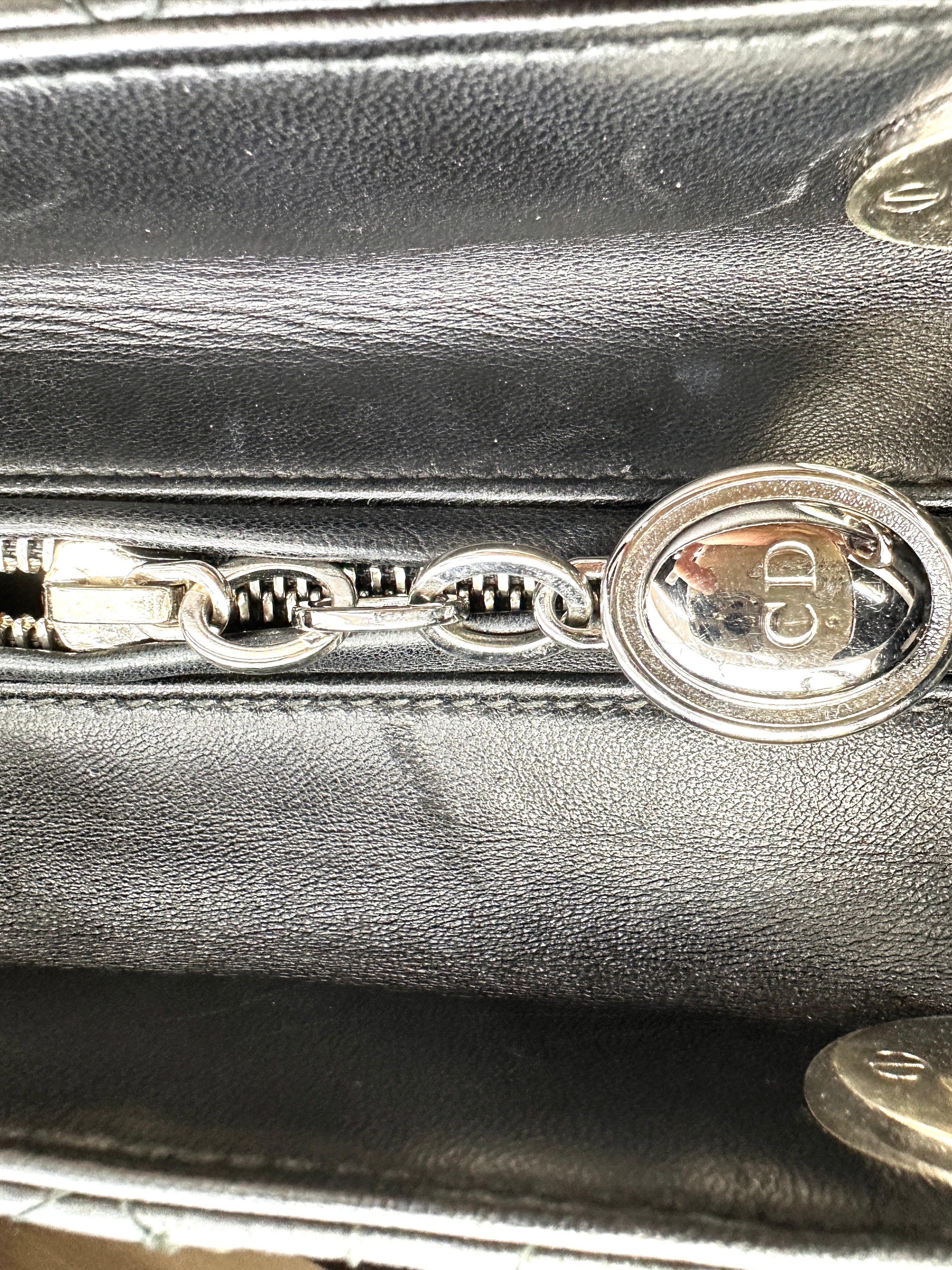 Christian Dior Lady Dior Black Cannage Leather Handle Bag With Silver Charms DR598
