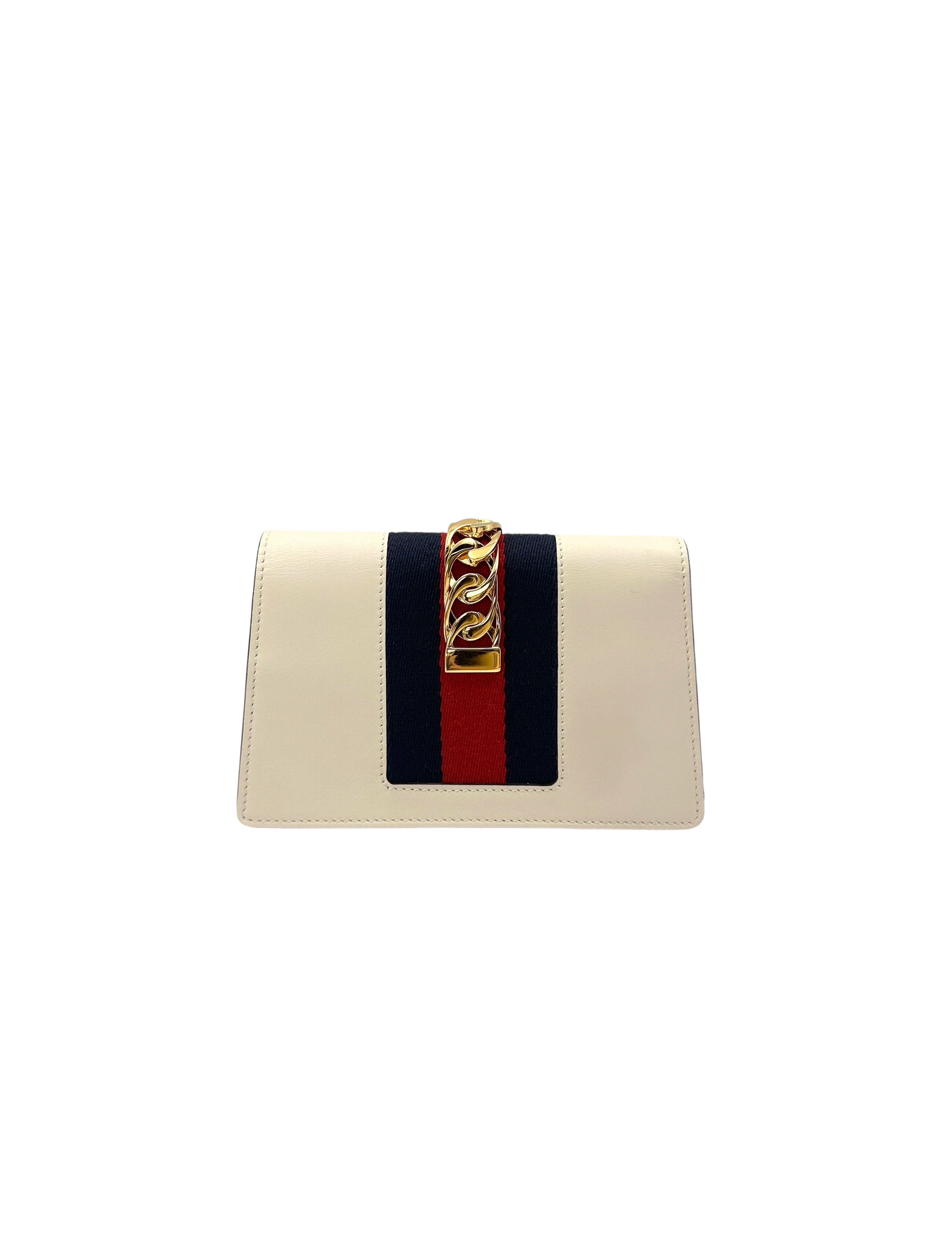 Gucci Sylvie White Leather Mini Shoulder Bag GG794