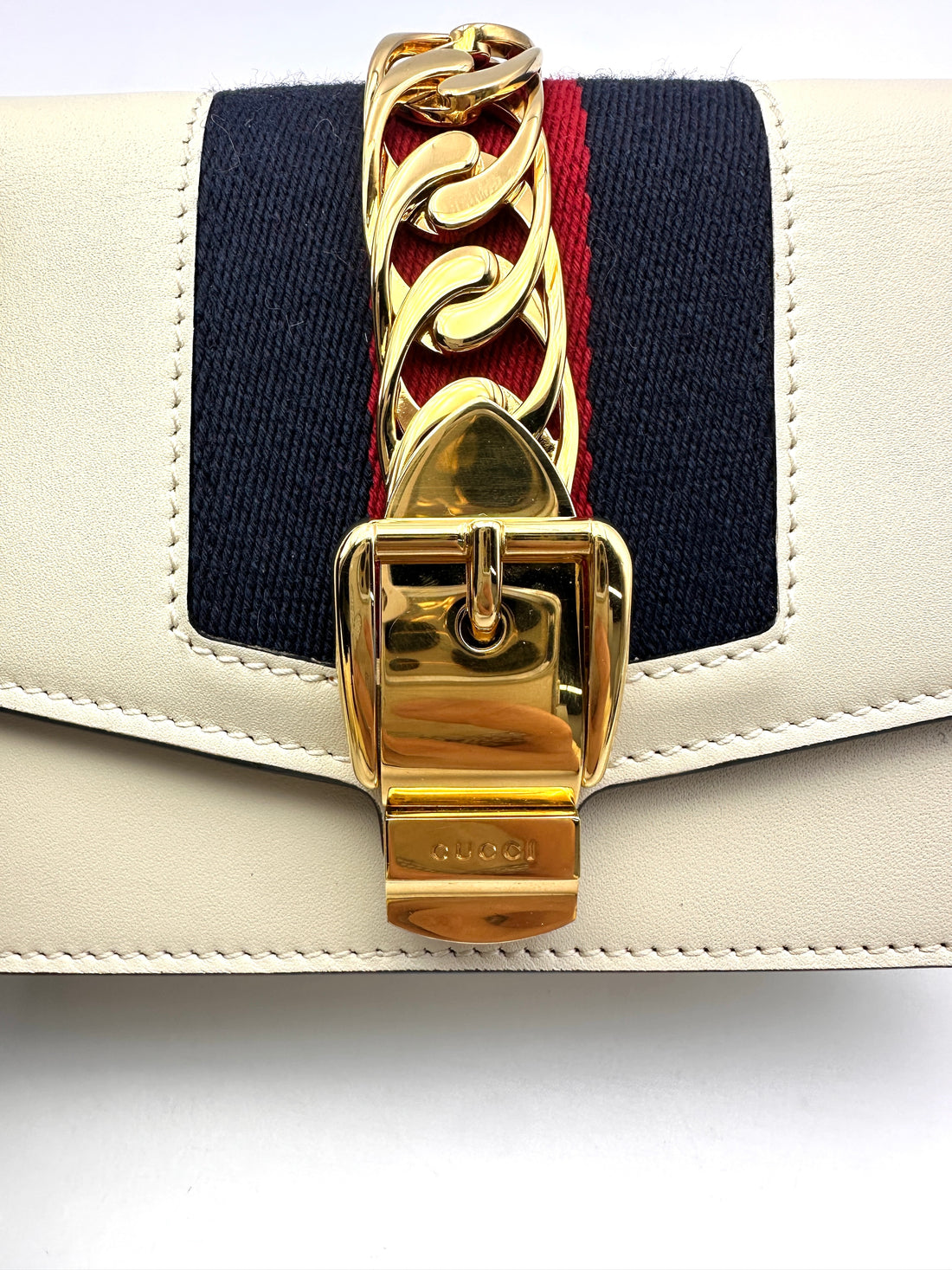 Gucci Sylvie White Leather Mini Shoulder Bag GG794