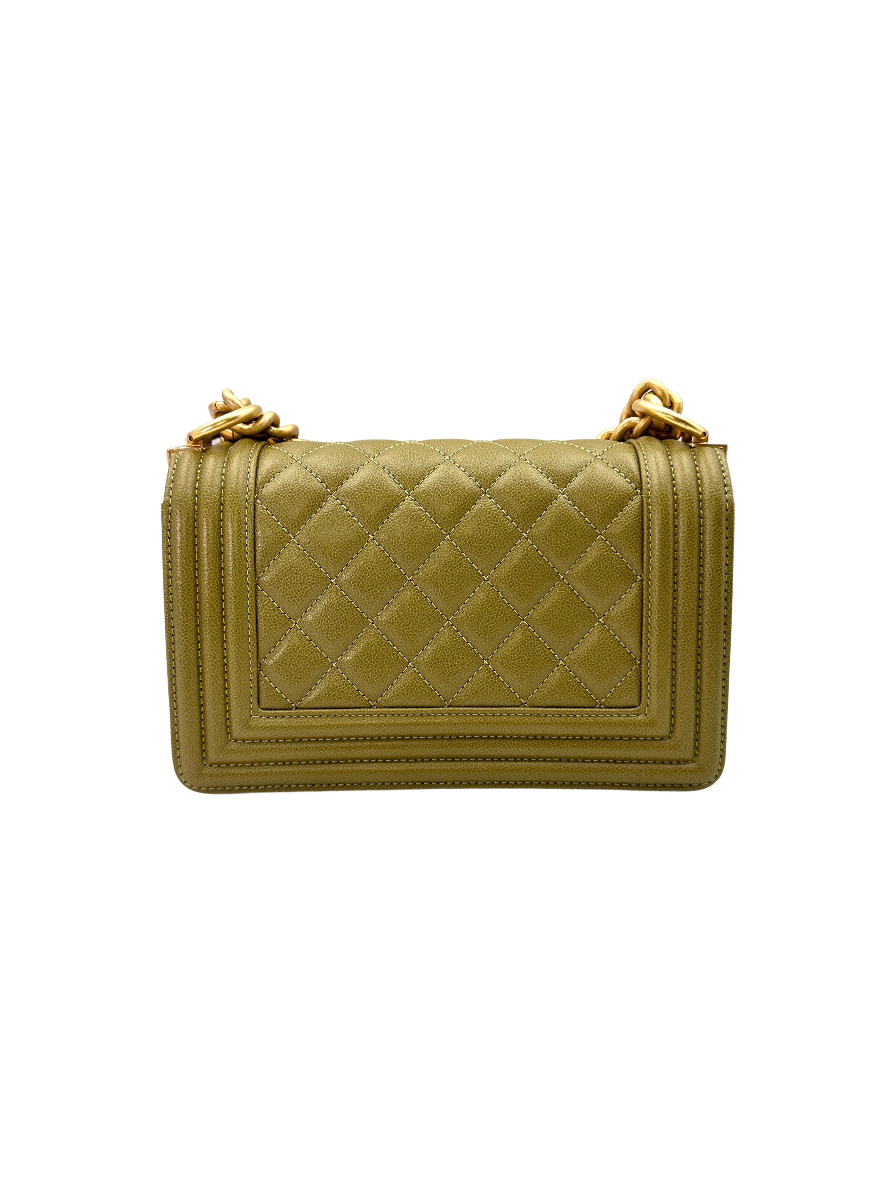 Chanel LeBoy Lime Green Quilted Leather Small Size Flap Bag With Gold Buckle(GL***4C) CC1616