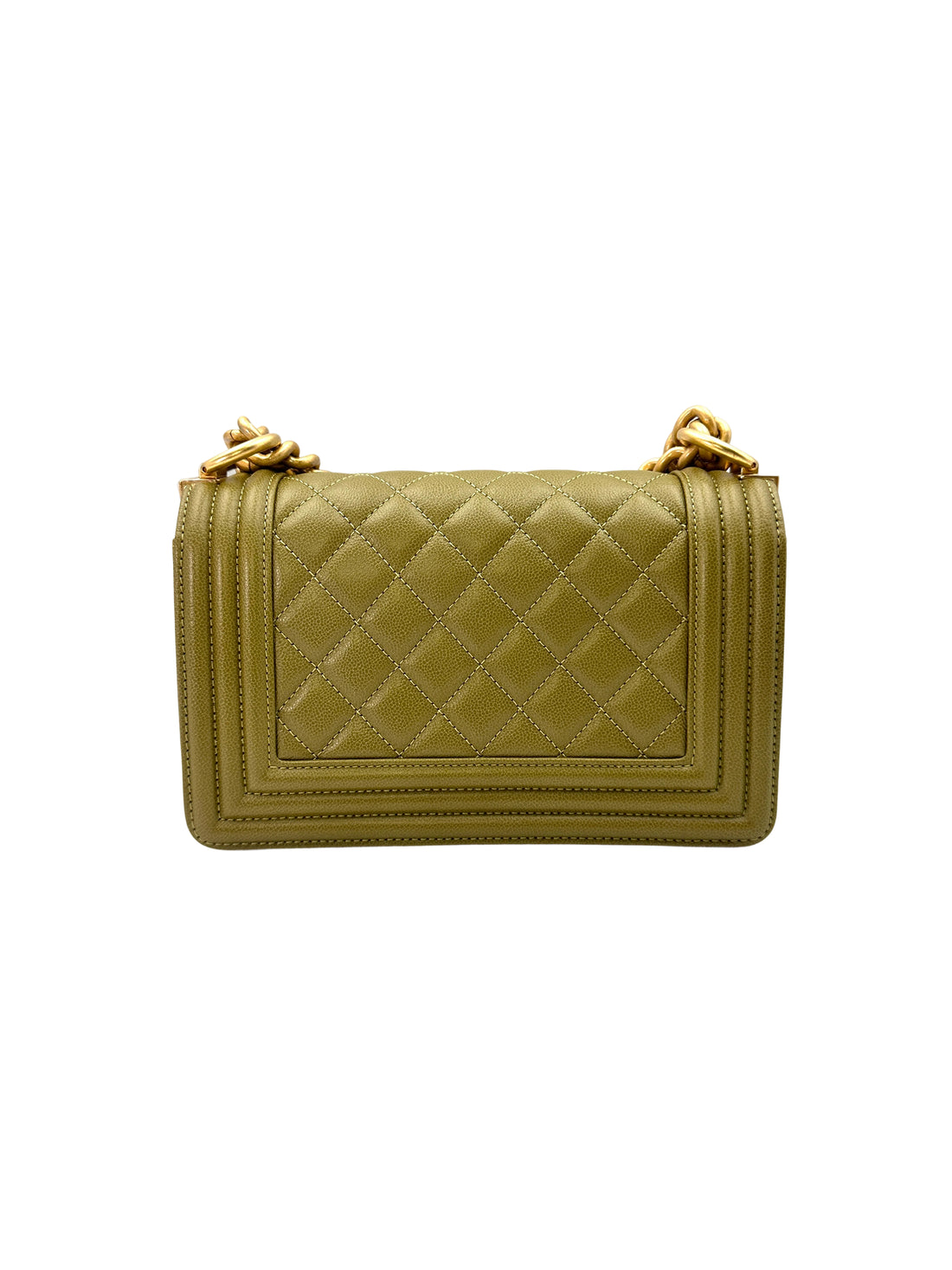 Chanel LeBoy Lime Green Quilted Leather Small Size Flap Bag With Gold Buckle(GL***4C) CC1616