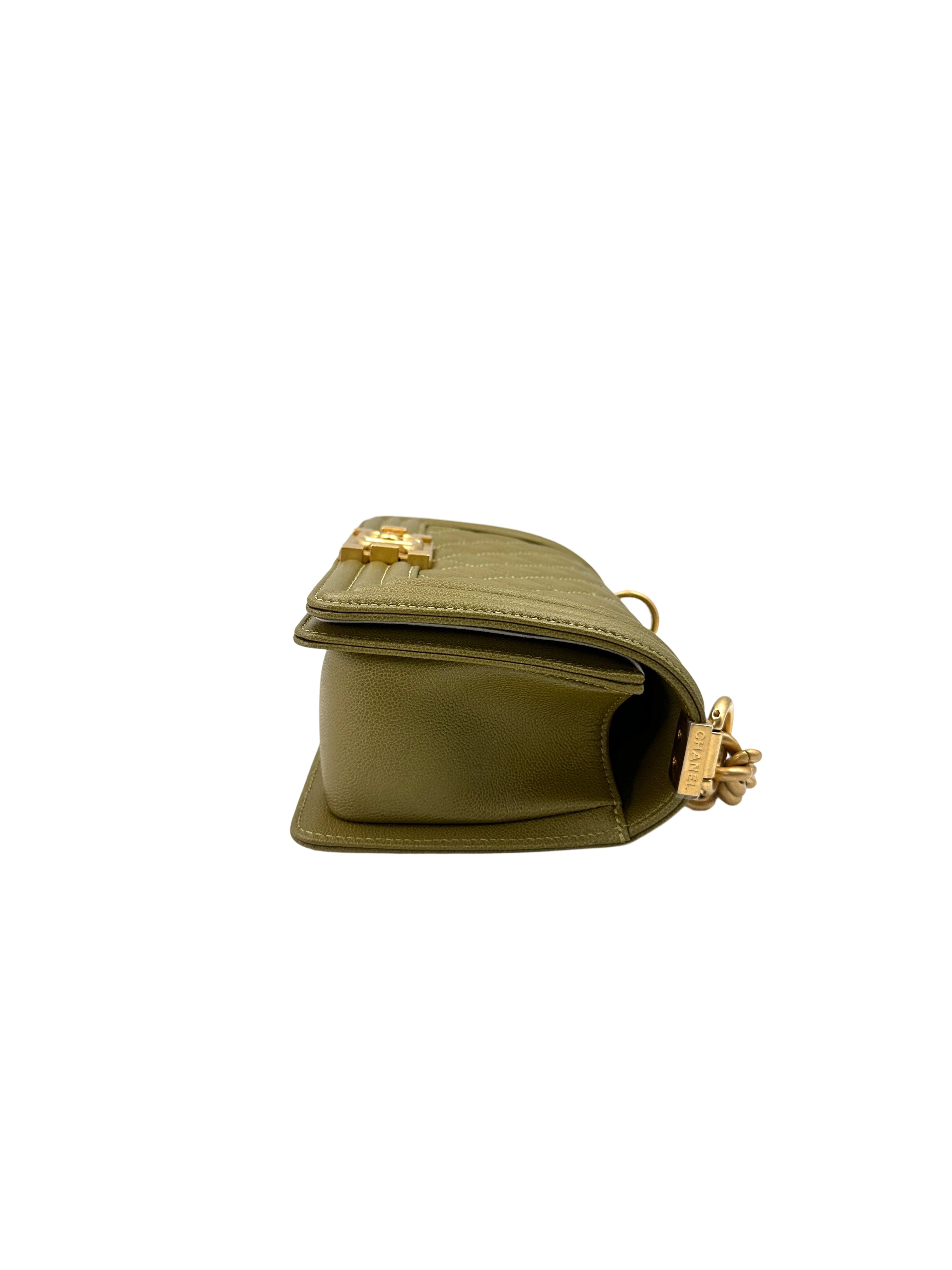 Chanel LeBoy Lime Green Quilted Leather Small Size Flap Bag With Gold Buckle(GL***4C) CC1616