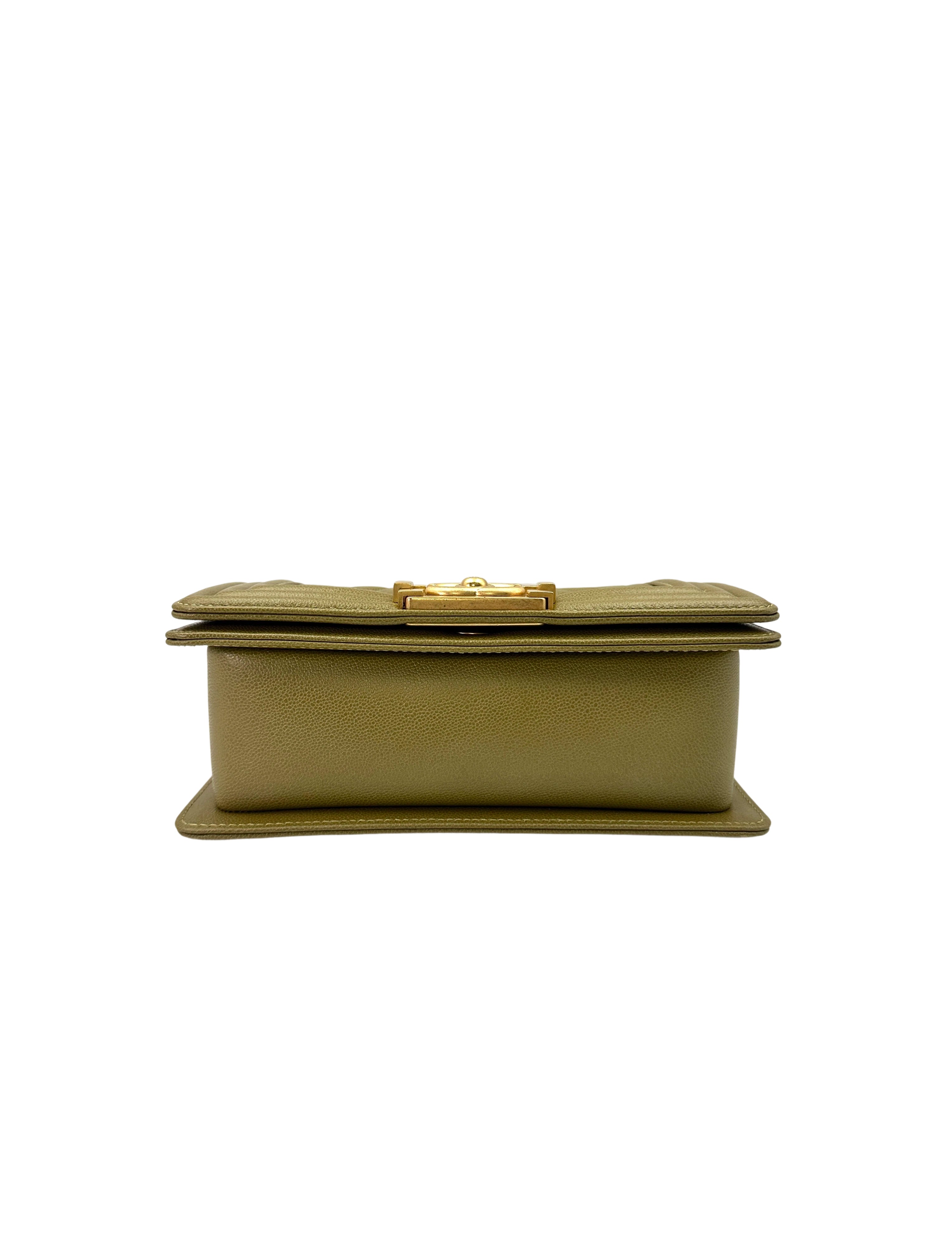 Chanel LeBoy Lime Green Quilted Leather Small Size Flap Bag With Gold Buckle(GL***4C) CC1616