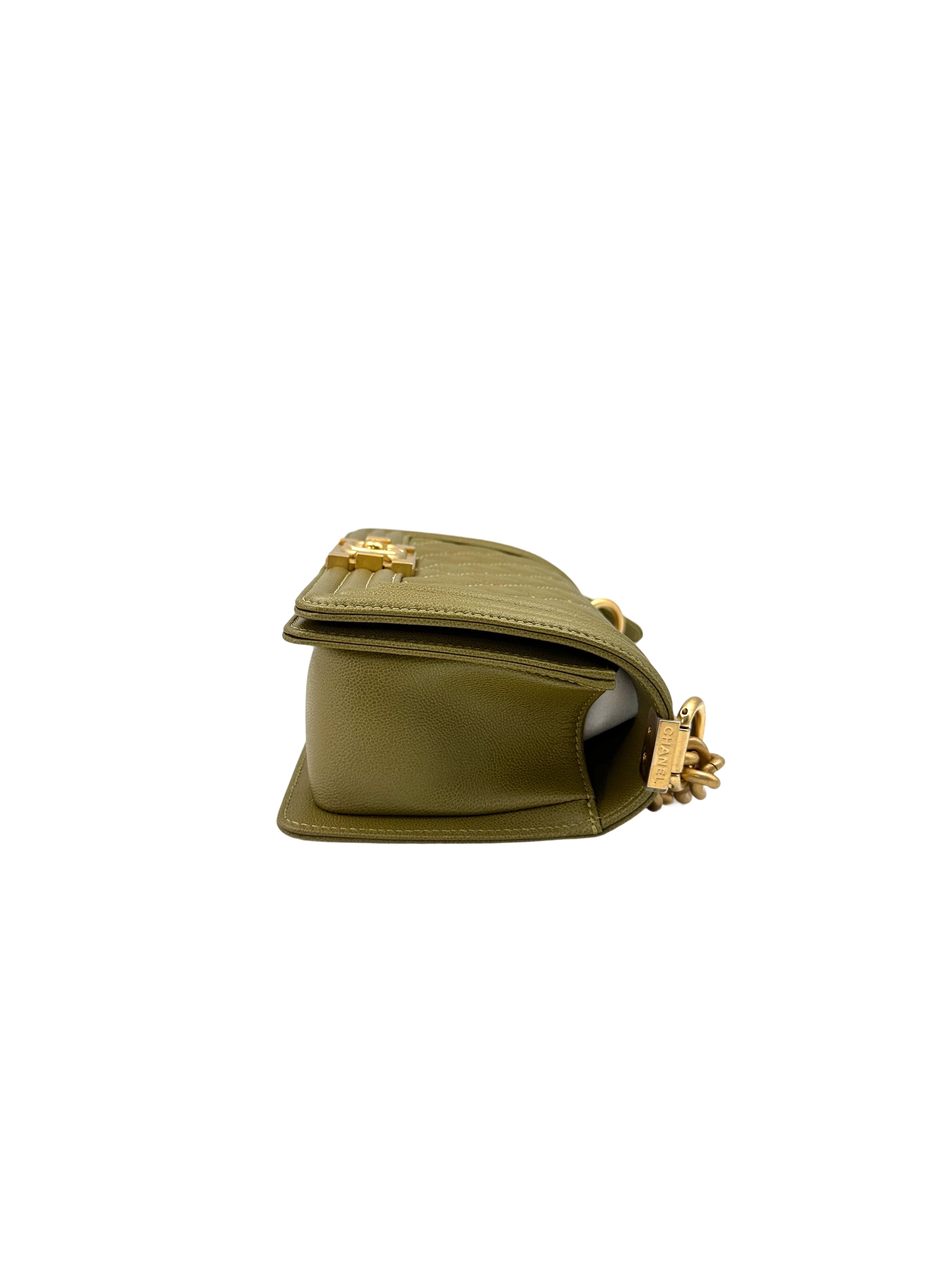 Chanel LeBoy Lime Green Quilted Leather Small Size Flap Bag With Gold Buckle(GL***4C) CC1616